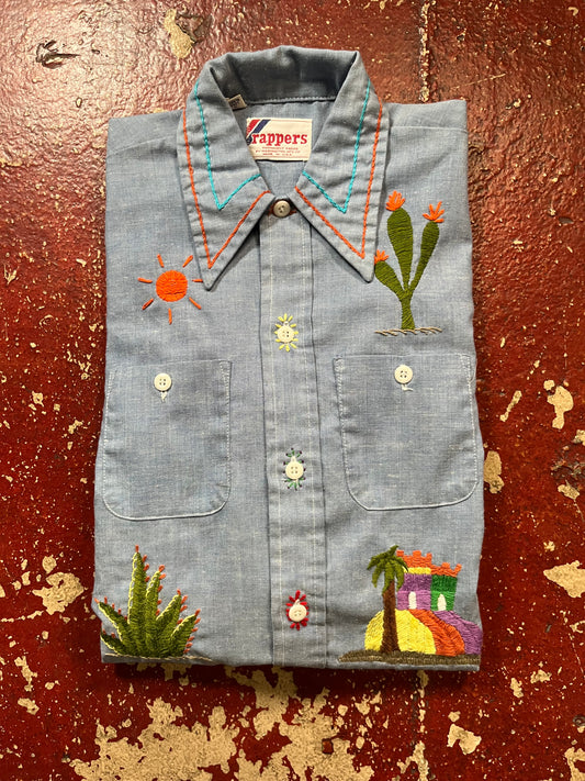 70s Rappers Wild West Chambray Long Sleeve Shirt
