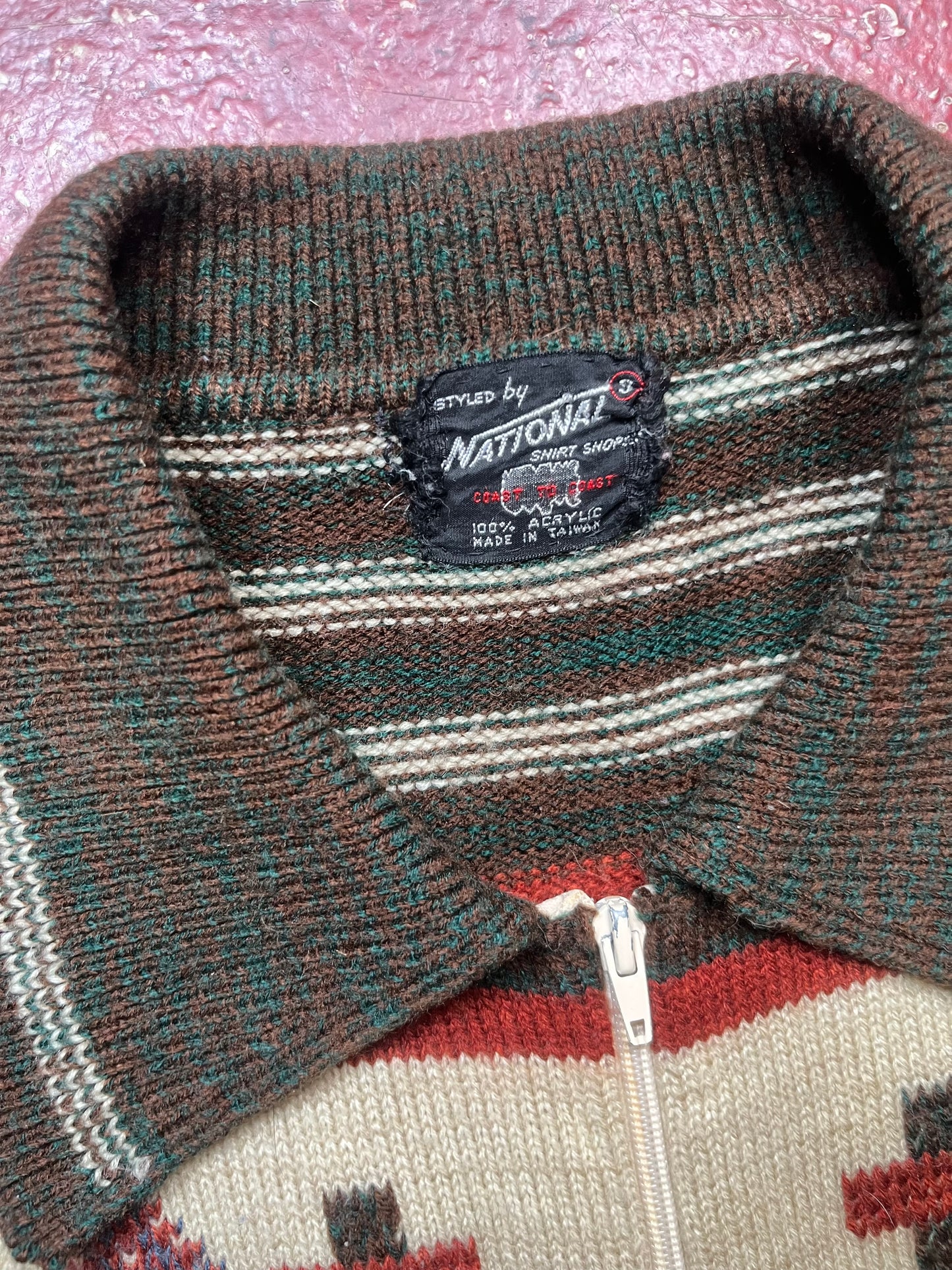 60s/70s National Acrylic Full Zip Sweater