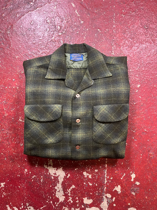 60s Pendleton Green Loop Collar Flannel