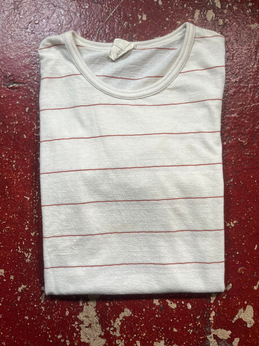 70s White & Red Striped Tapered Shirt