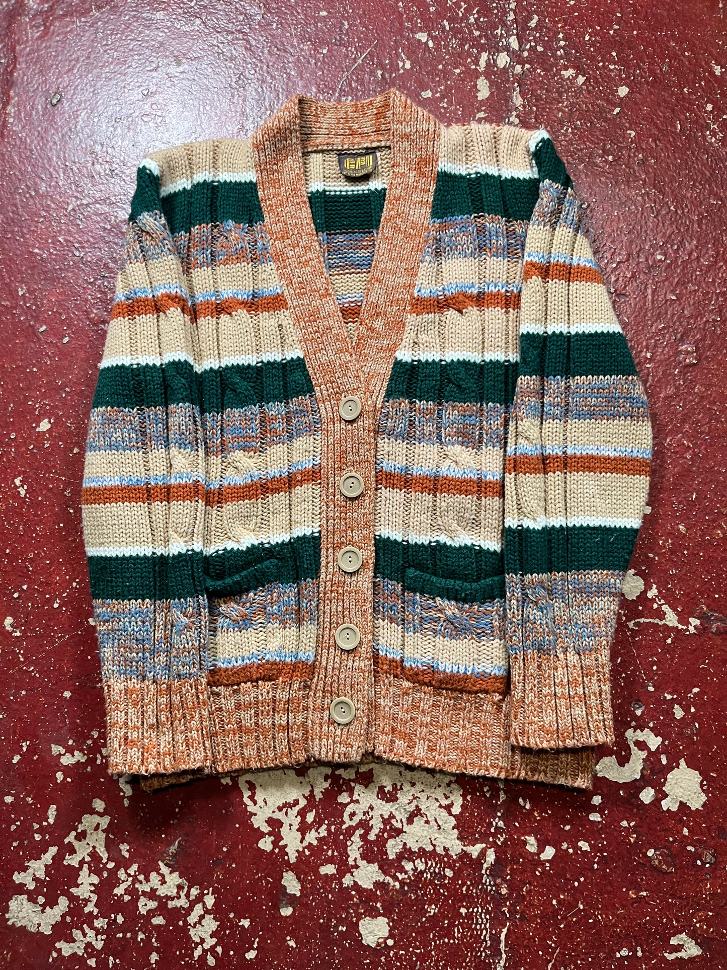 70s CFI Brown & Green Cardigan