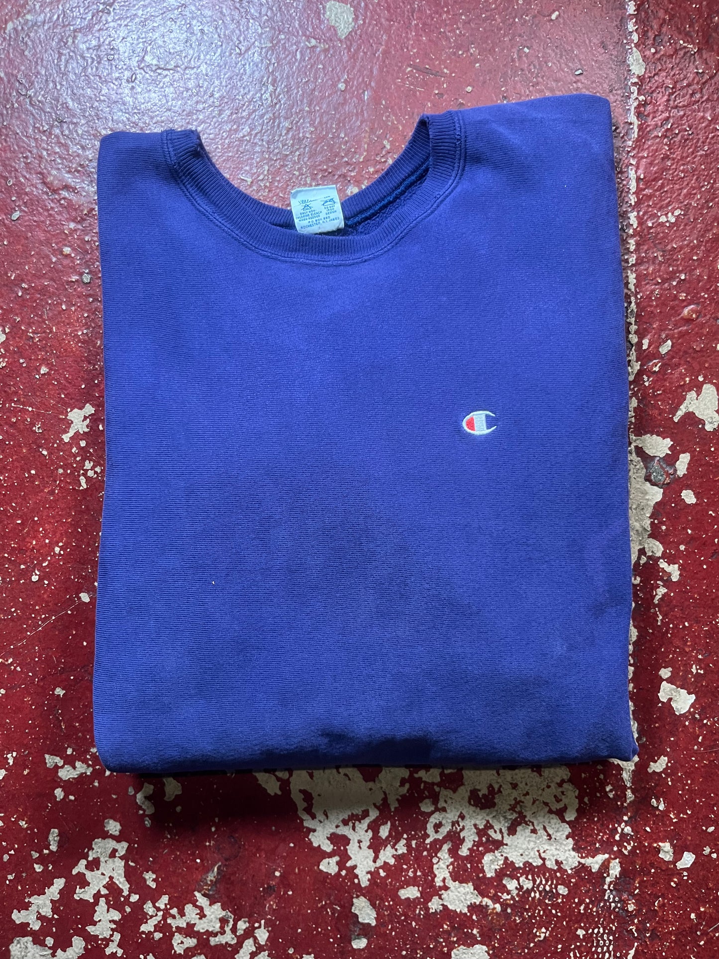 90s Champion Reverse Weave Logo Purple Crewneck