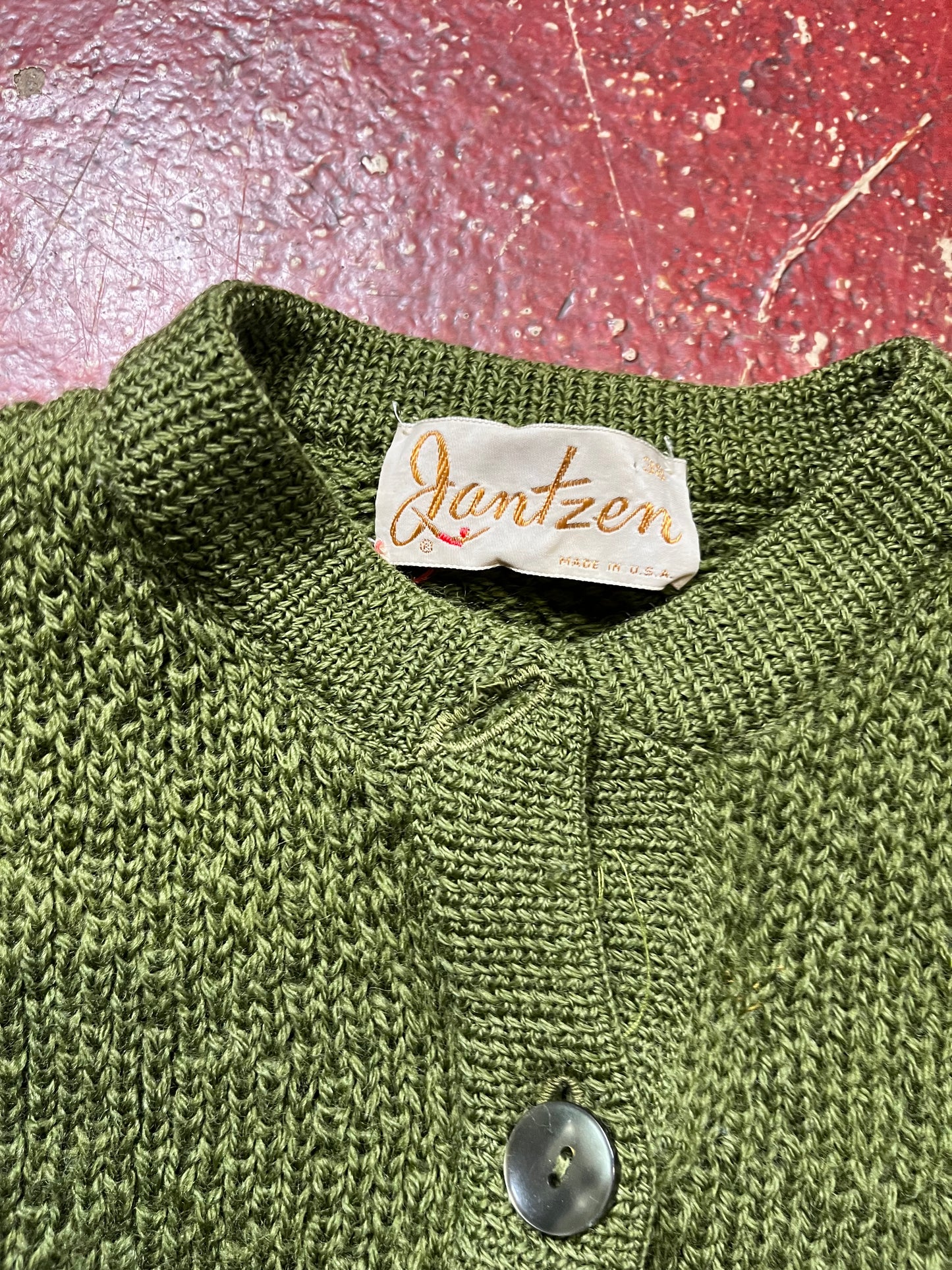 60s Jantzen Green Full Button Up Cardigan