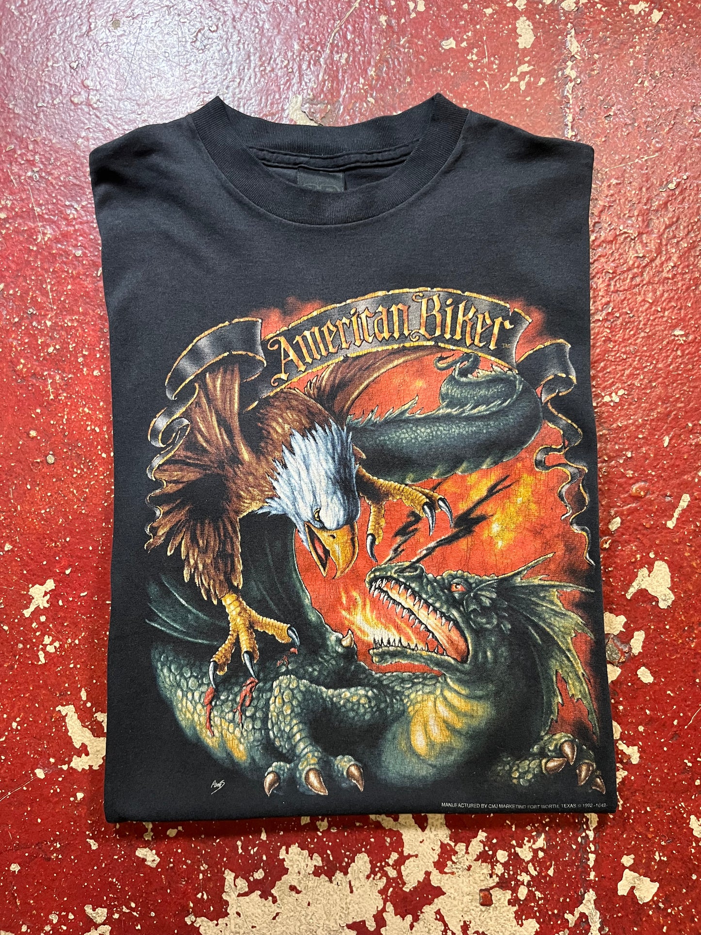 1992 3D Emblem American Biker Tee