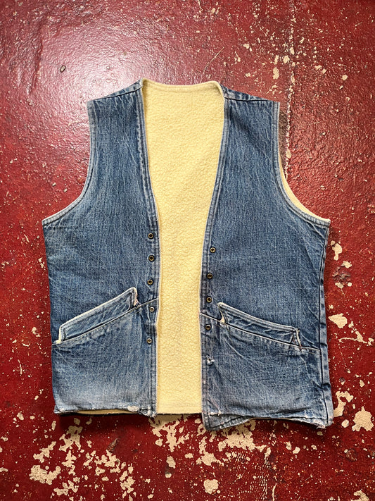 50s/60s Western Sherpa Denim Vest