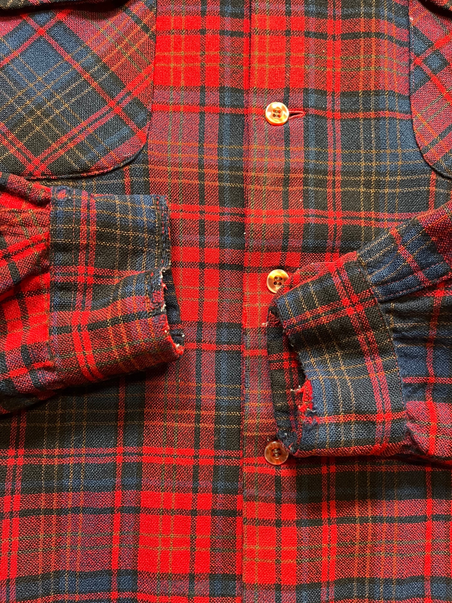 60s Blue & Red Loop Collar Long Sleeve Shirt