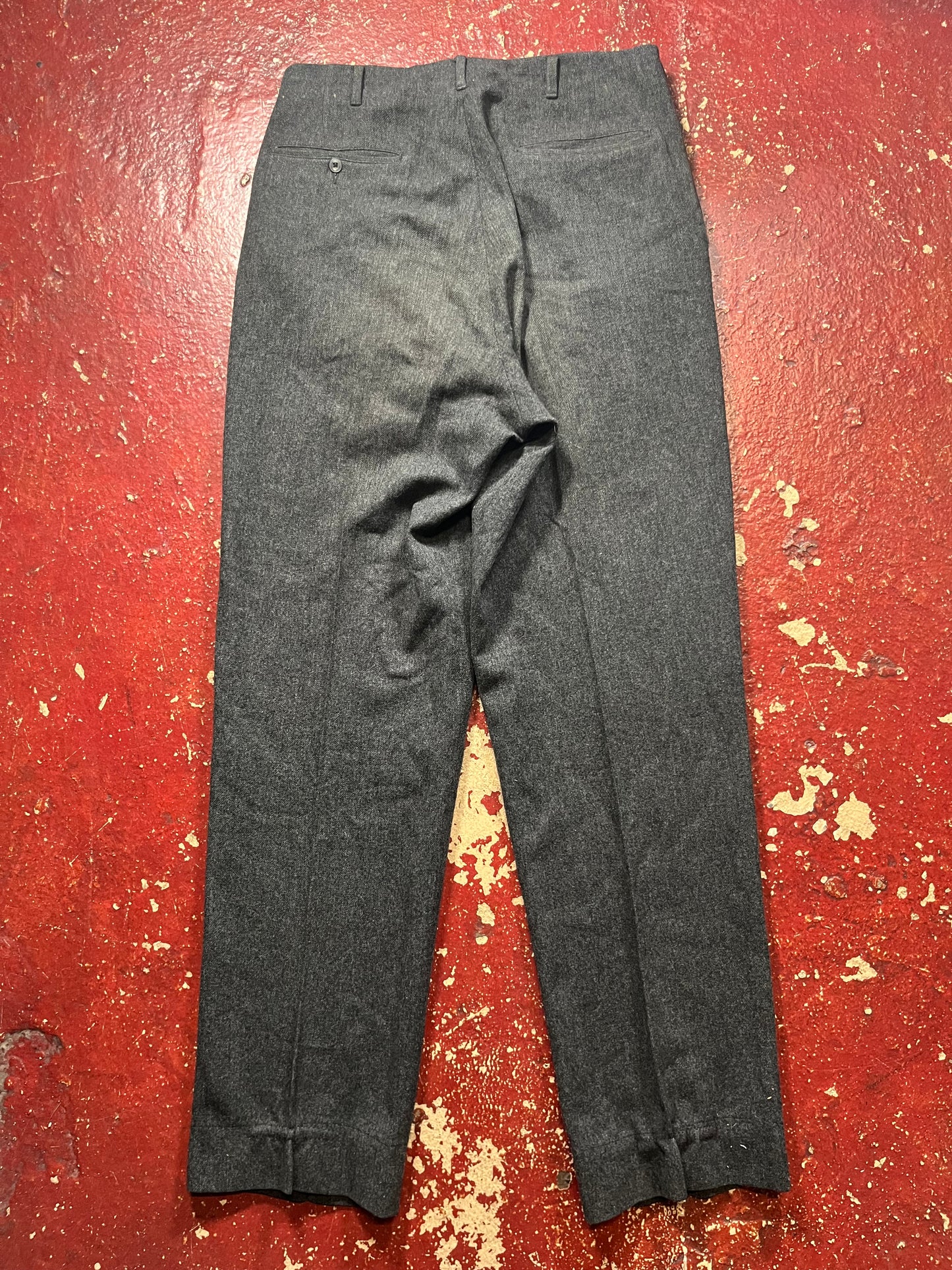 50s Drop Loop Black Wool Pants