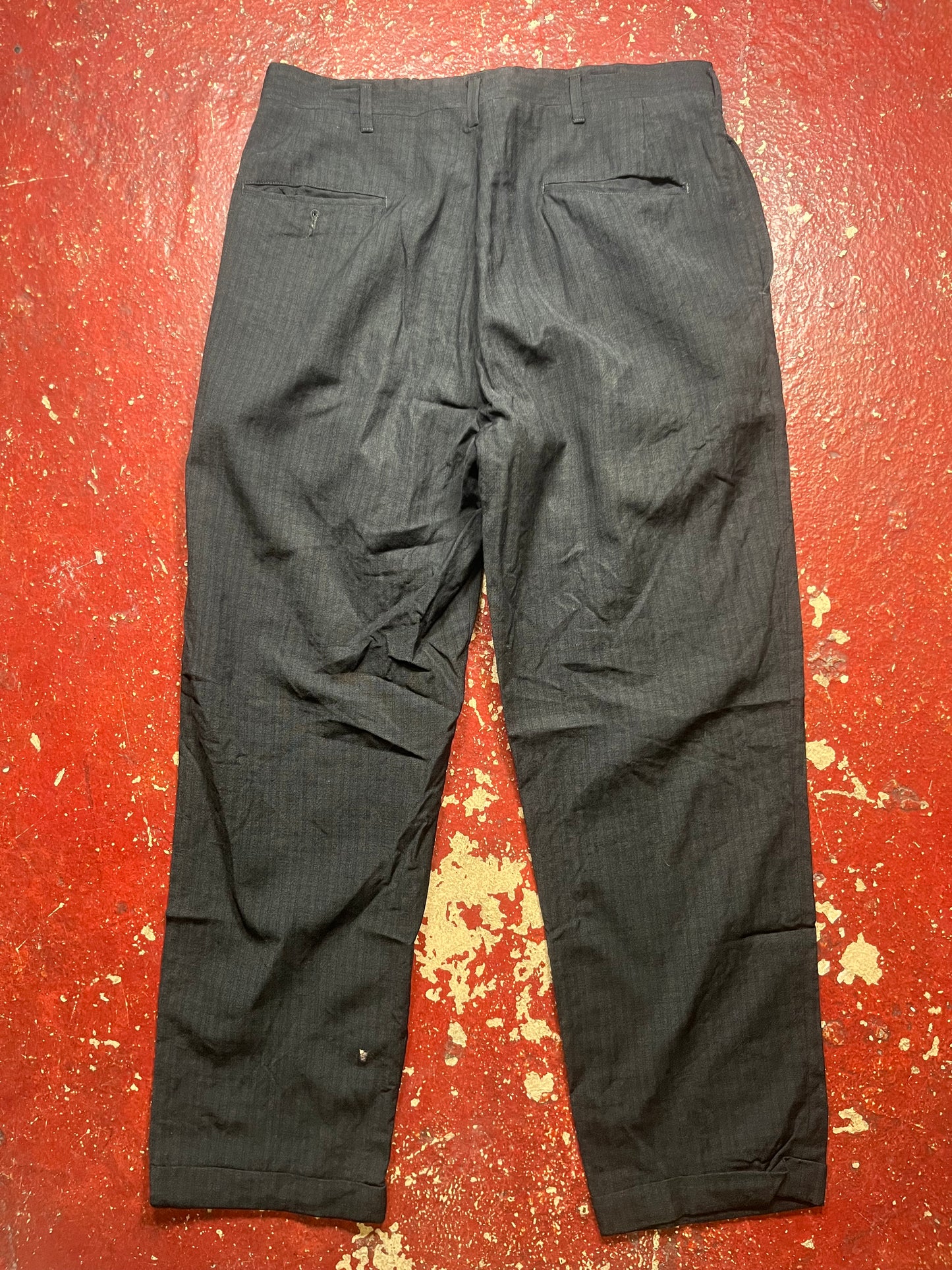 50s Drop Loop Black Wool/Gabardine Pants