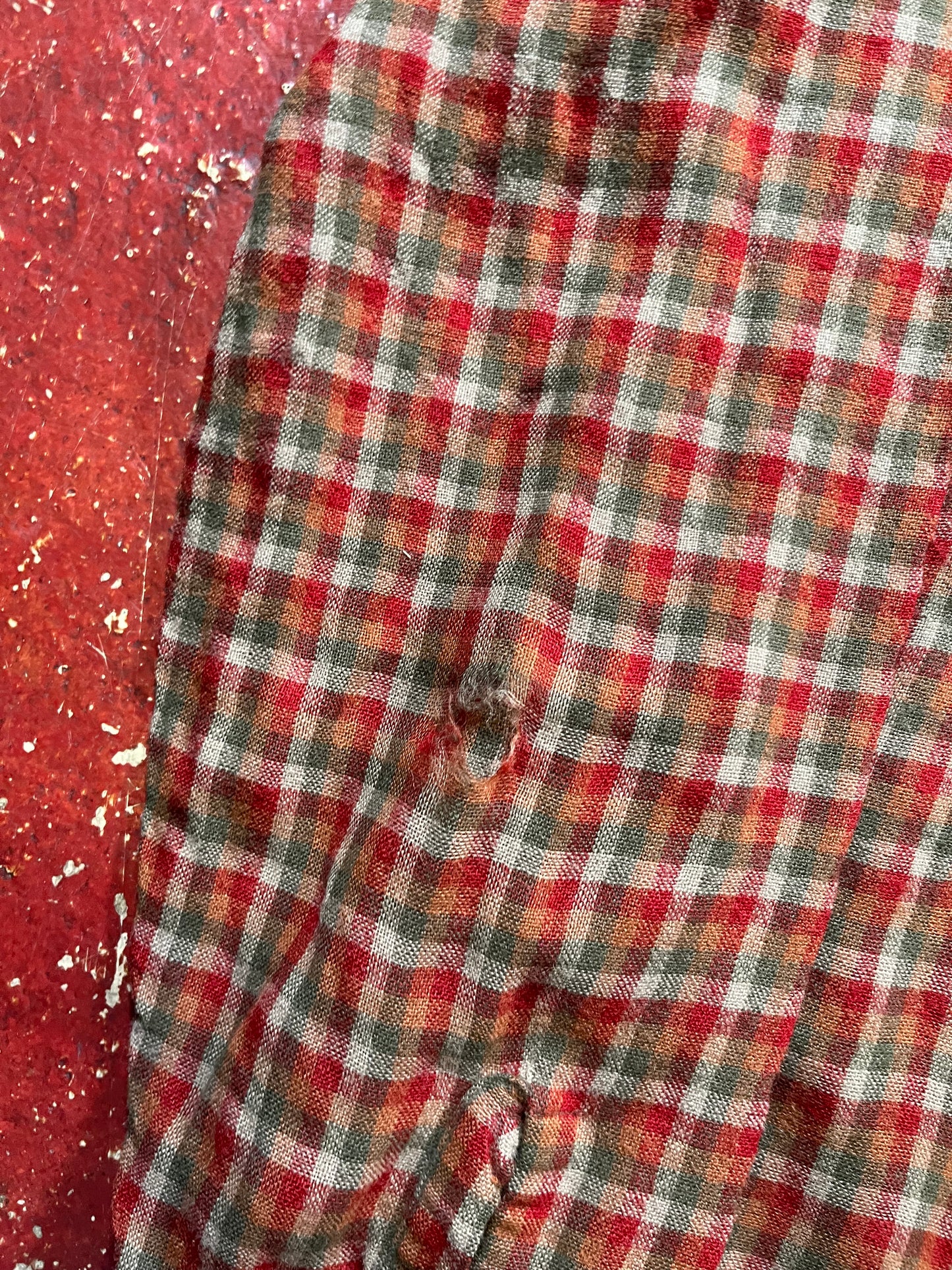 60s Orange & Red Loop Collar Flannel