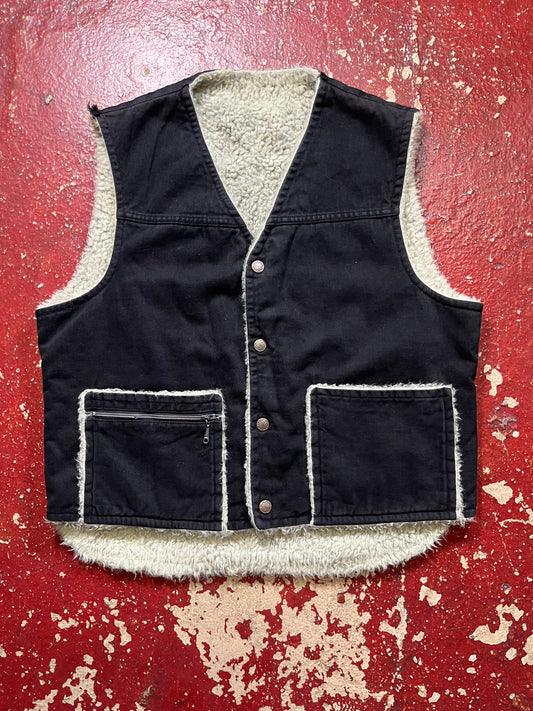 50s/60s Black Sherpa Lined Vest