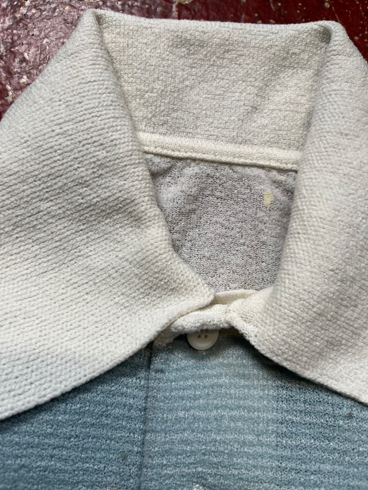 70s Blue & White Striped Polo