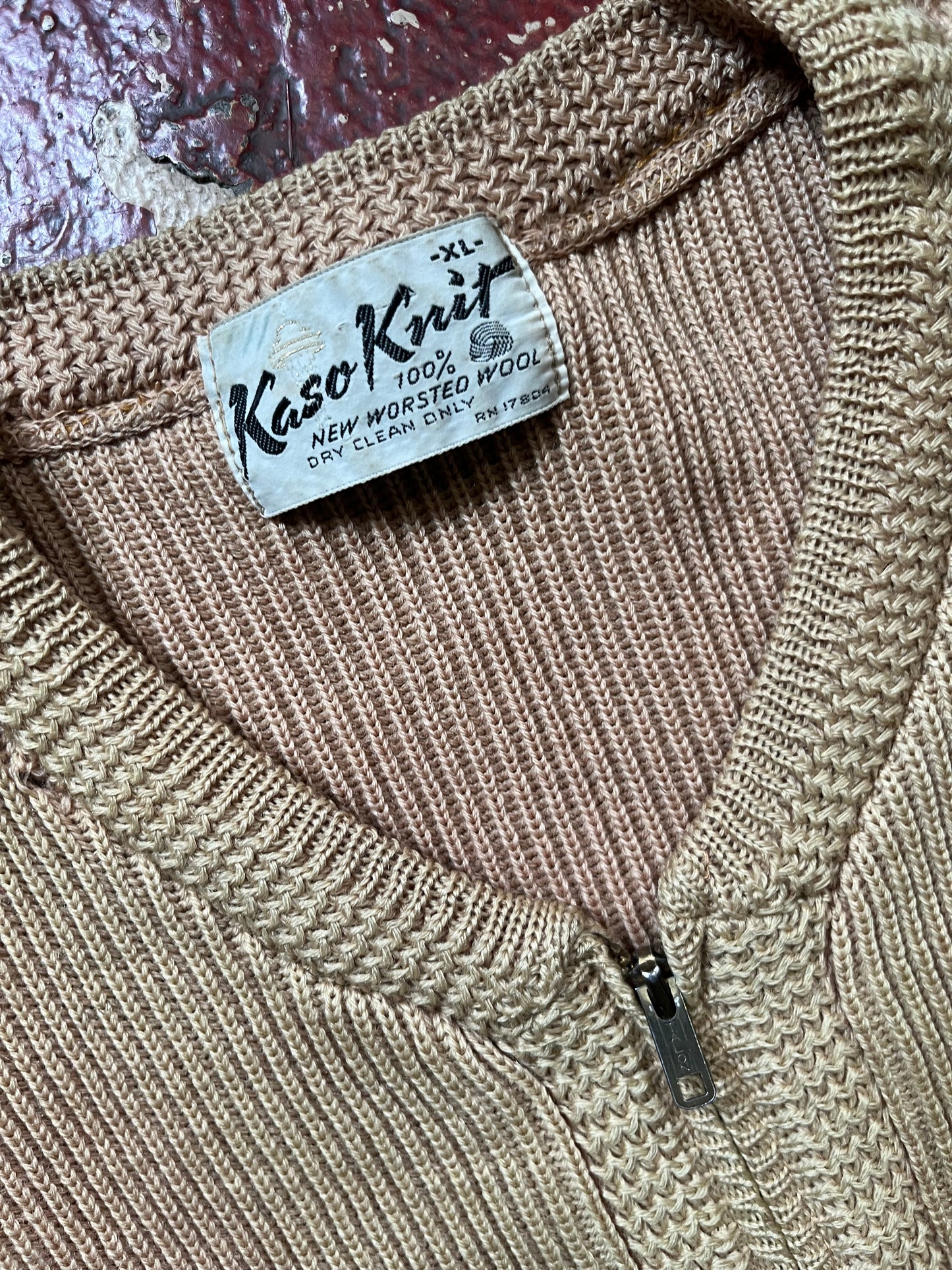 50s/60s Kaso Knit Full Zip Brown Sweater