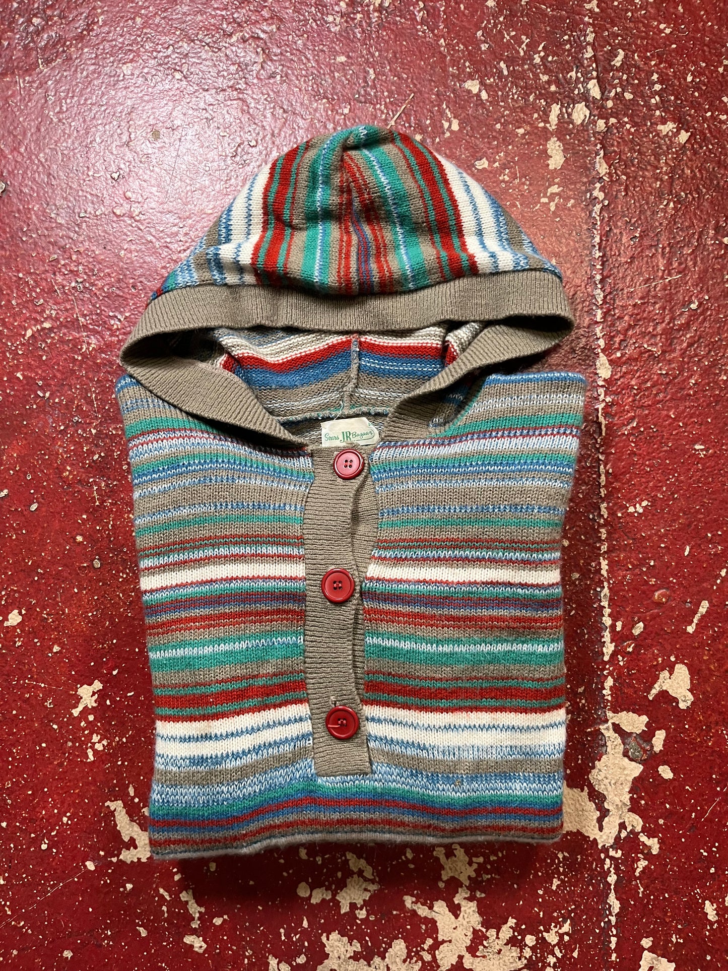 70s Sears Striped Knit Hoodie