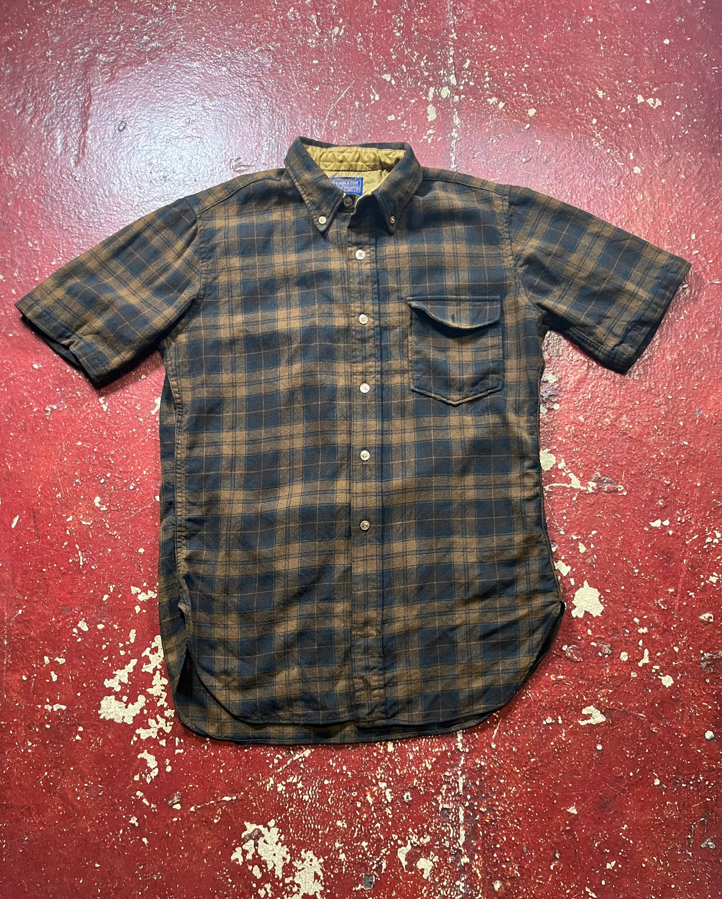 60s Pendleton Brown & Black Short Sleeve Shirt