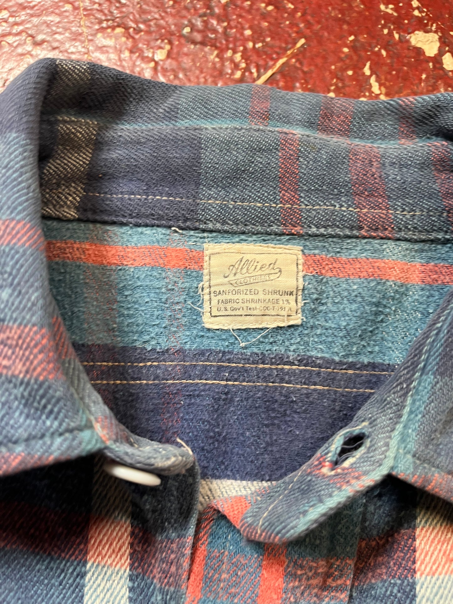 40s/50s Allied Clothiers Blue & Red Flannel