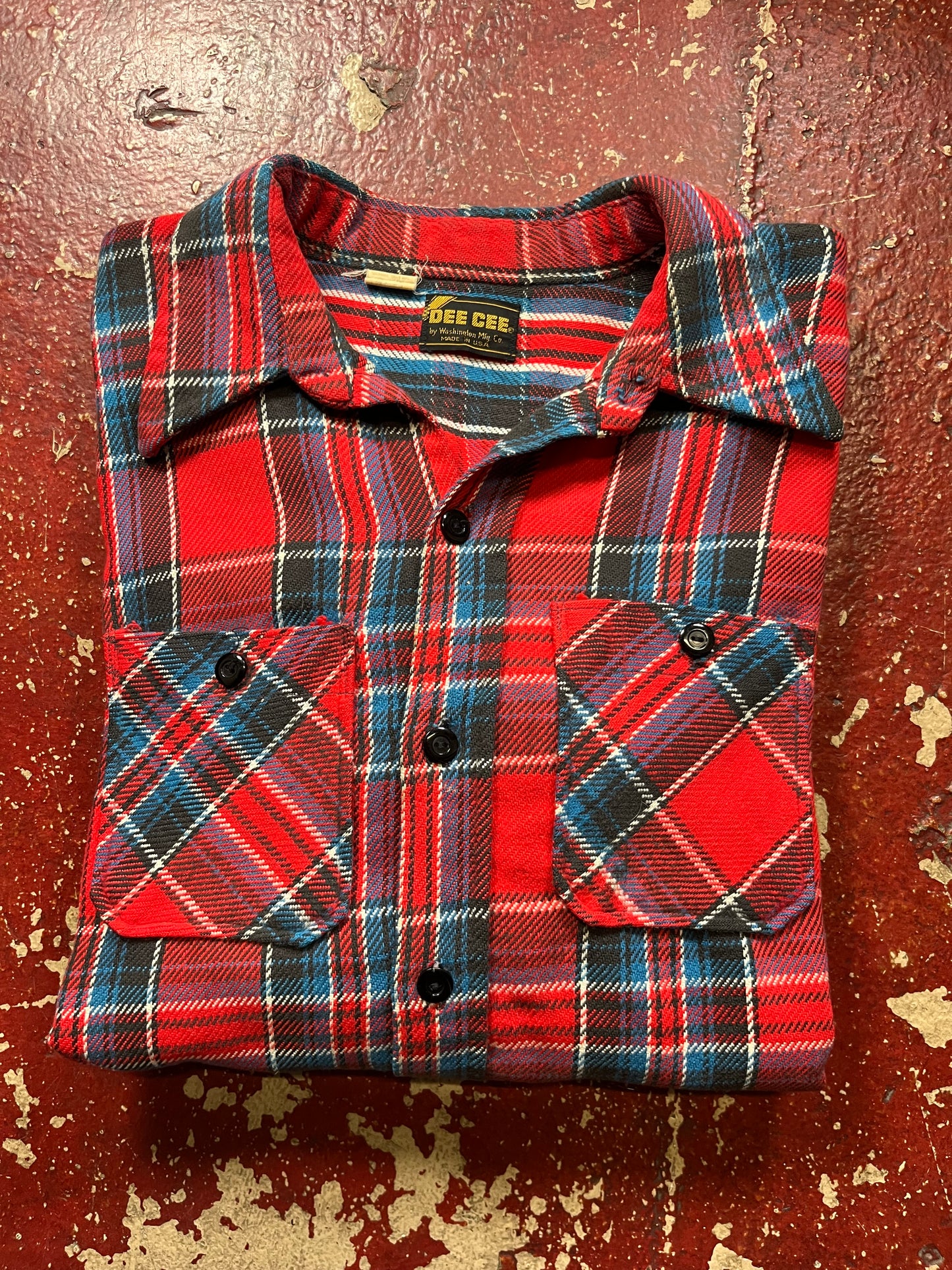 70s Dee Cee Red & Blue Cotton Flannel