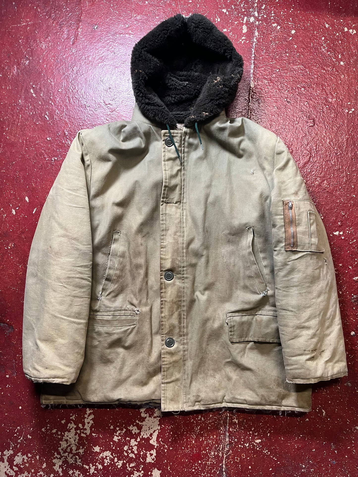 50s/60s Civilian Fur Lined Hooded Jacket