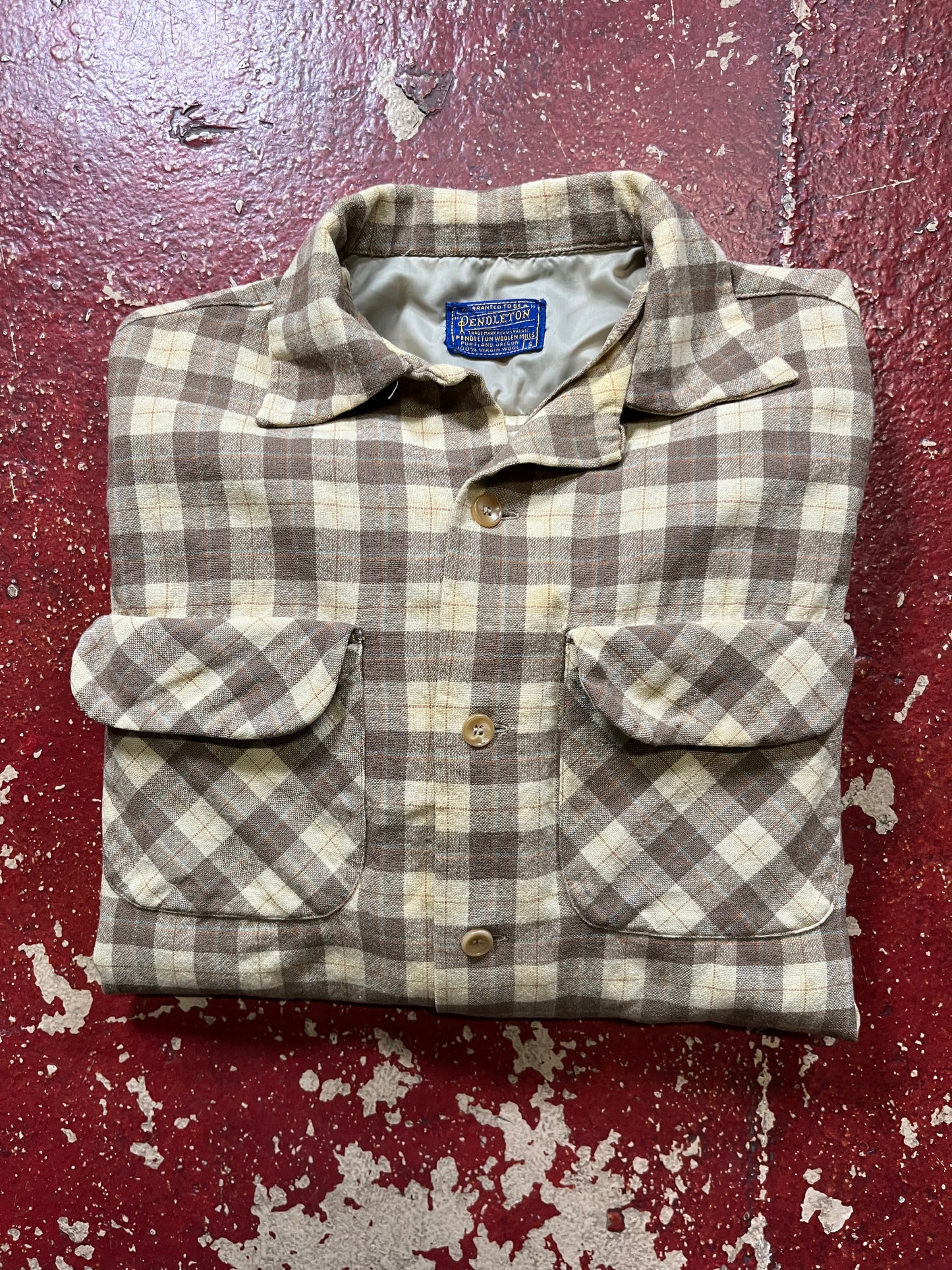 60s Pendleton Yellow & Brown Long Sleeve Board Shirt