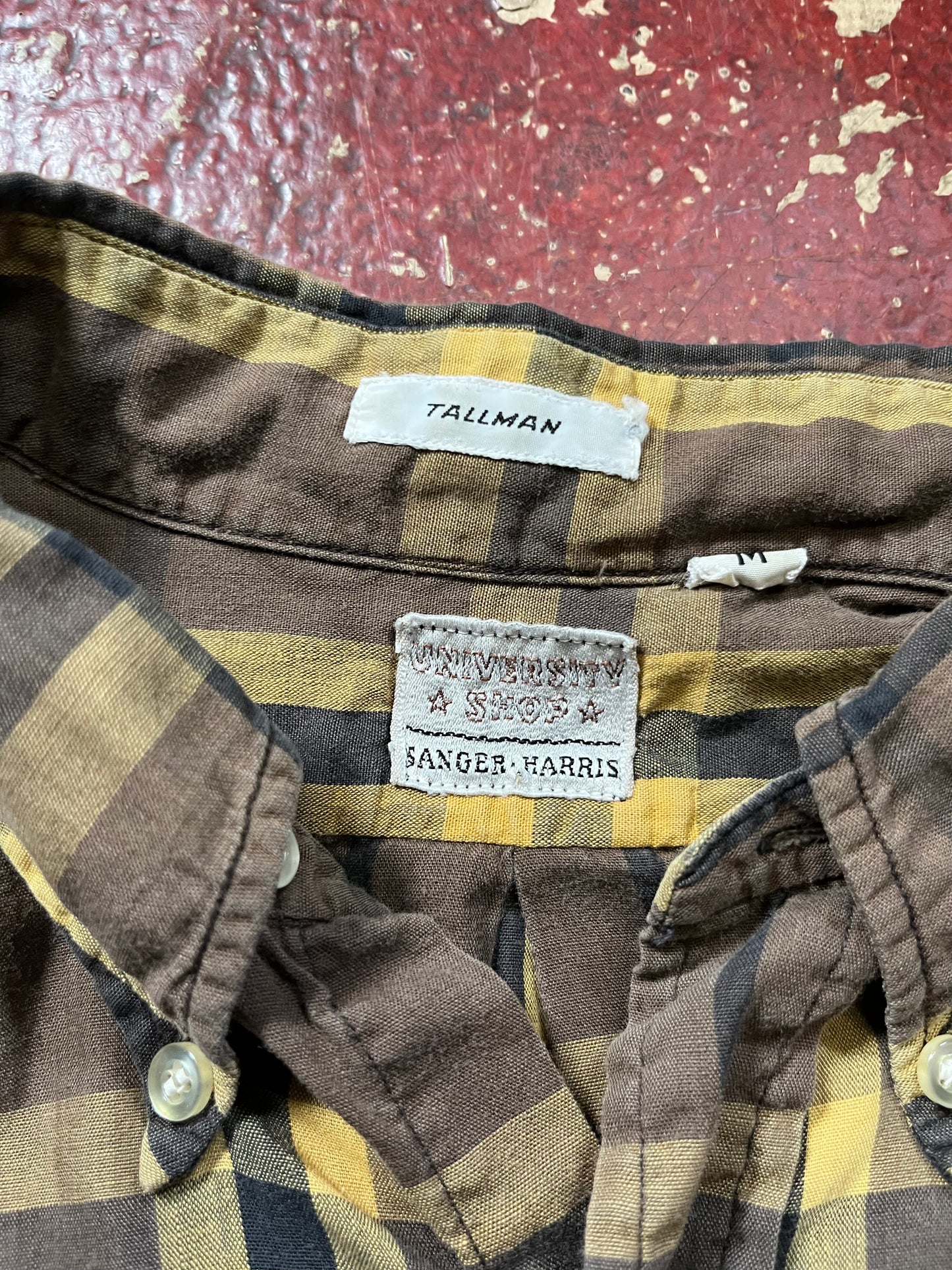 60s/70s University Shop Brown & Yellow Long Sleeve Shirt