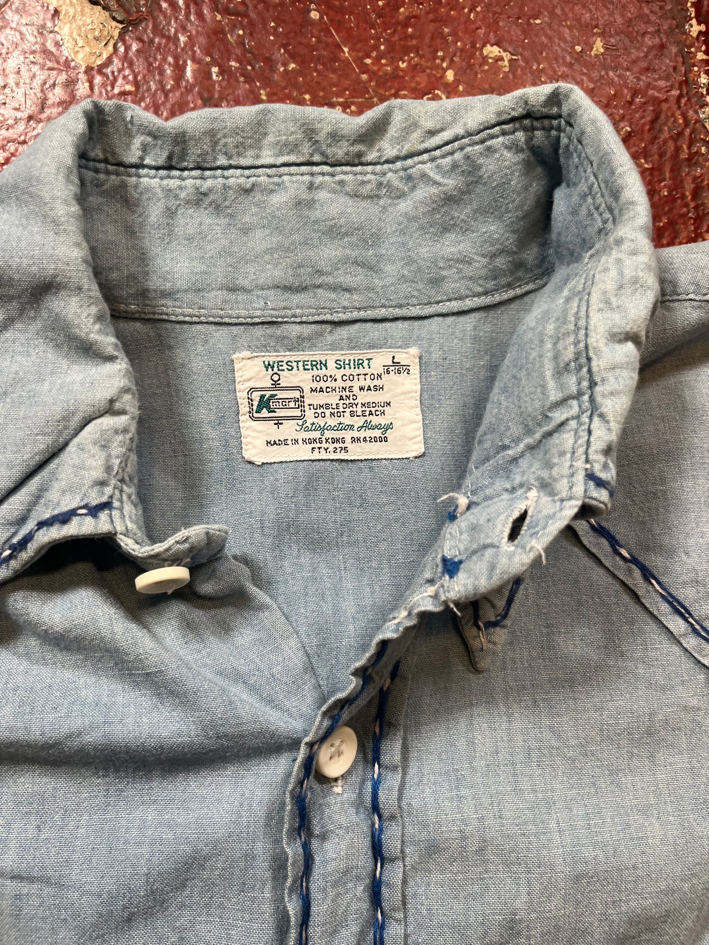 70s Ford V8 Chambray Long Sleeve Shirt