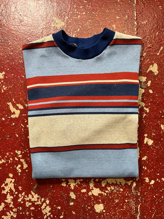 70s Blue & Red Short Sleeve Crewneck