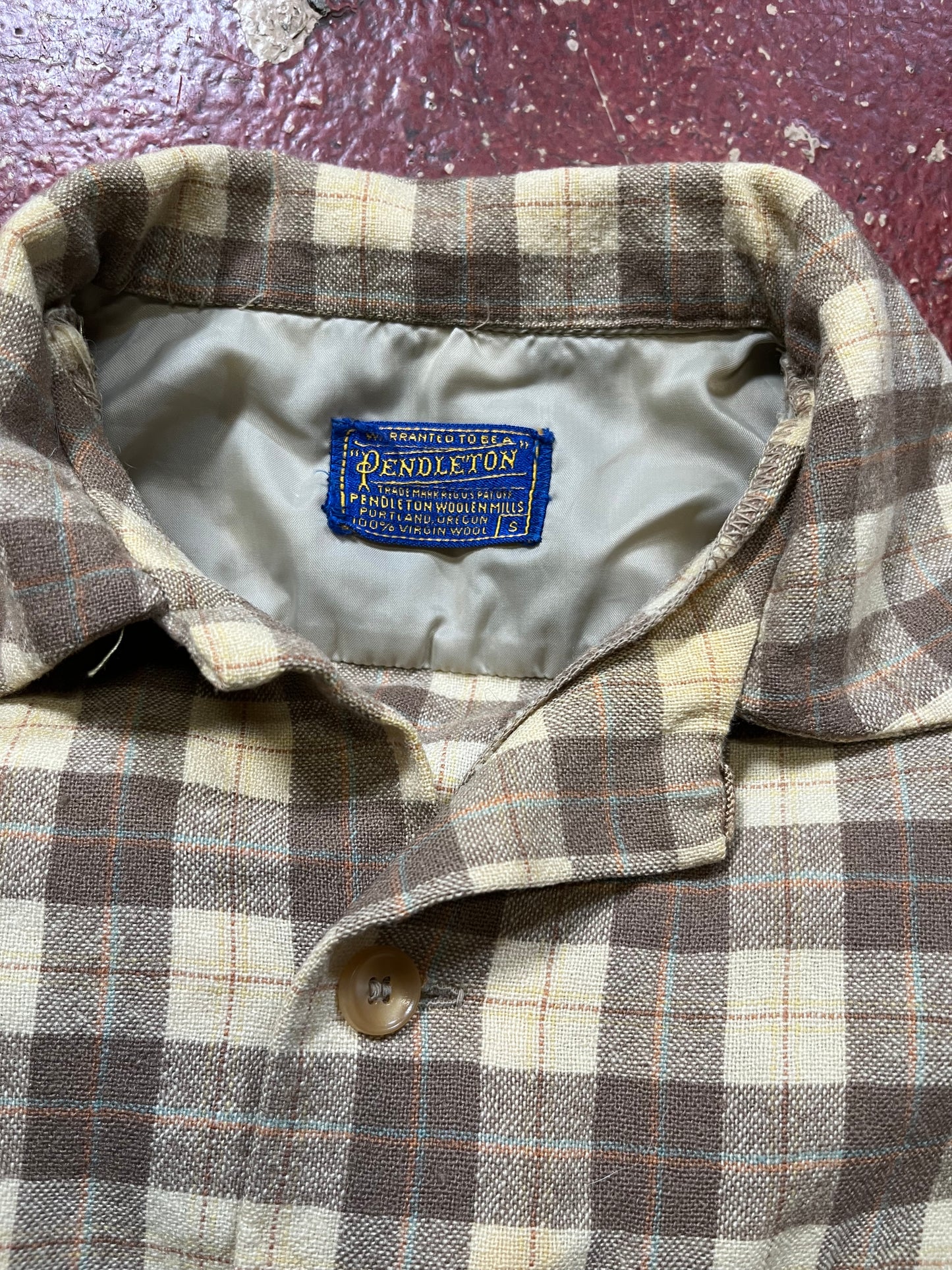 60s Pendleton Yellow & Brown Long Sleeve Board Shirt