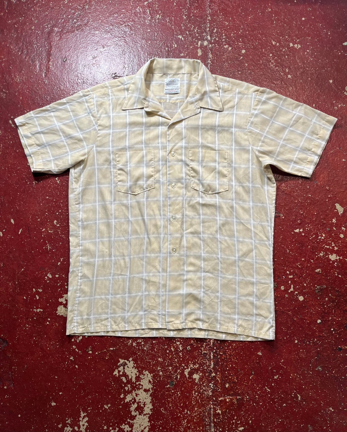 60s/70s Whitehall Yellow & White Short Sleeve Shirt