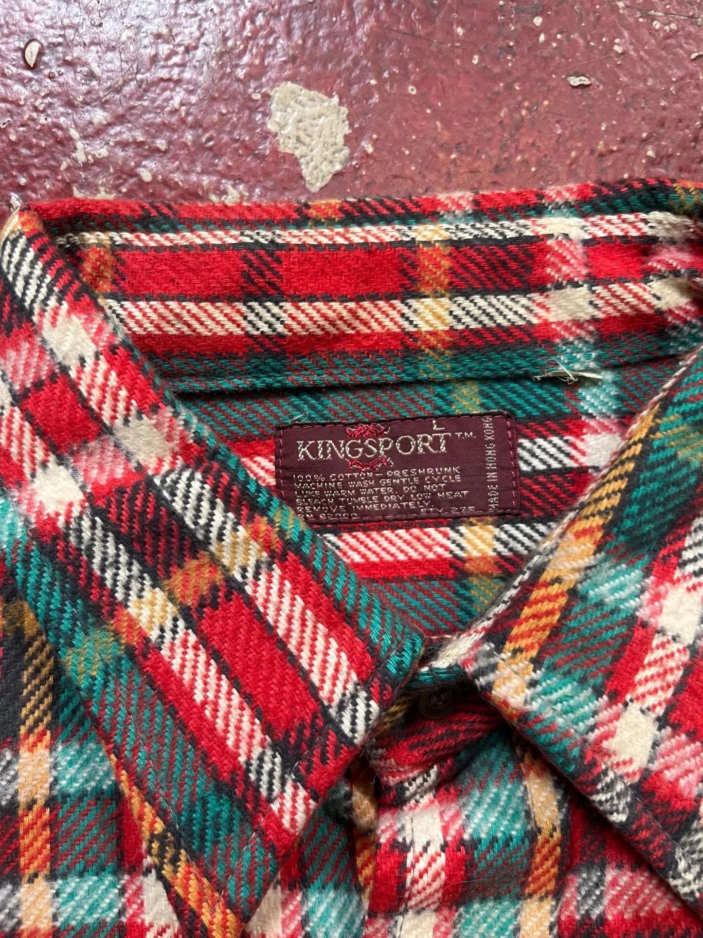 70s Kingsport Red & White Flannel