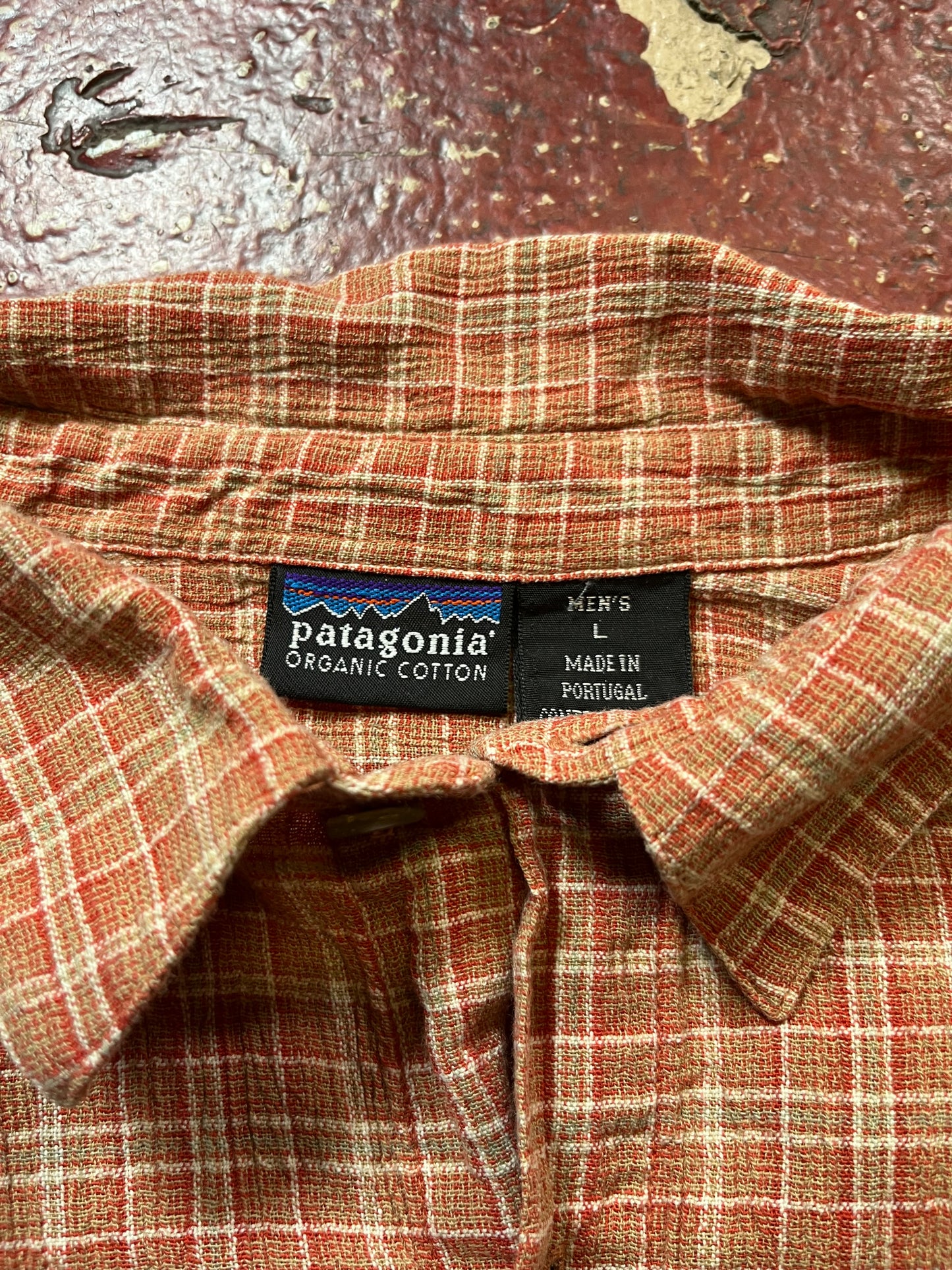 90s Patagonia Woven Orange Short Sleeve Button Up Shirt