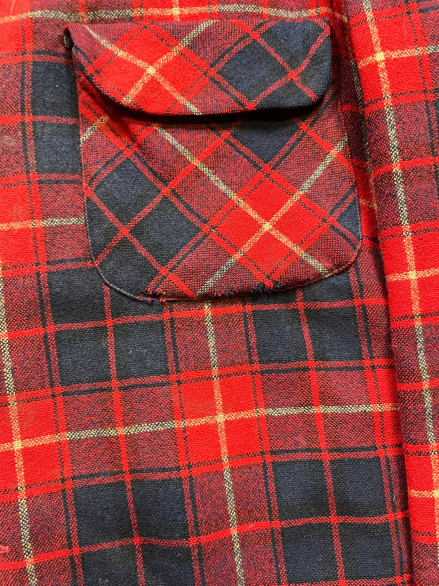 60s Pendleton Red & Blue Loop Collar Board Shirt