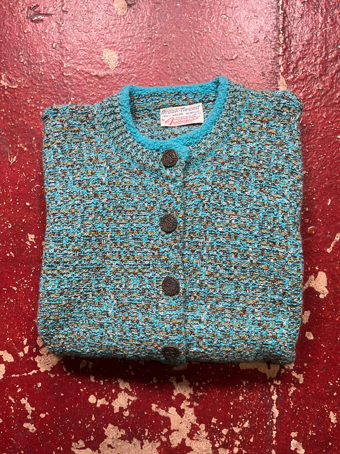 60s/70s Featherknits Acrylic Knit Button Up Sweater