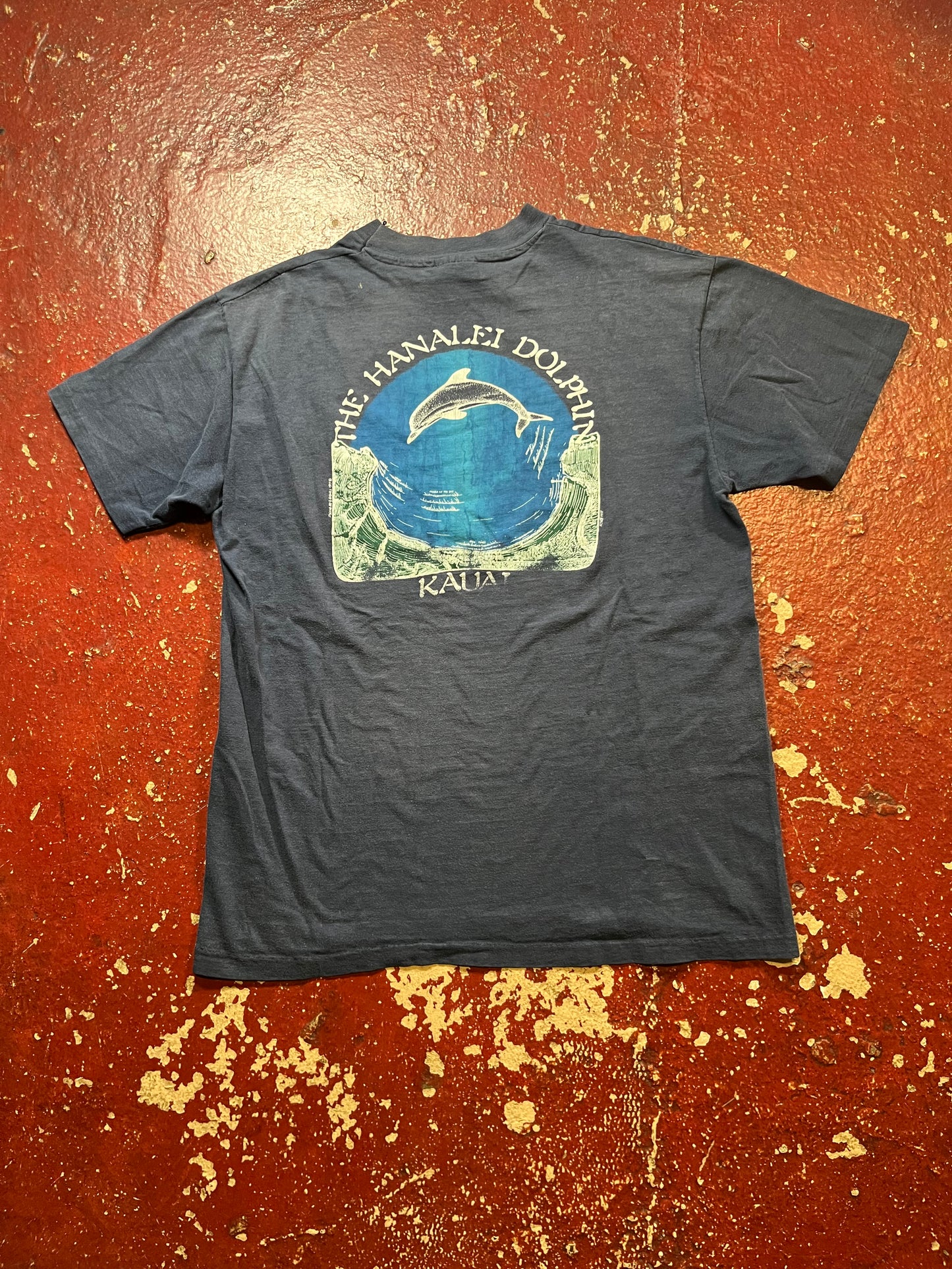 1977 Hannalei Dolphin Restaurant Pocket Tee