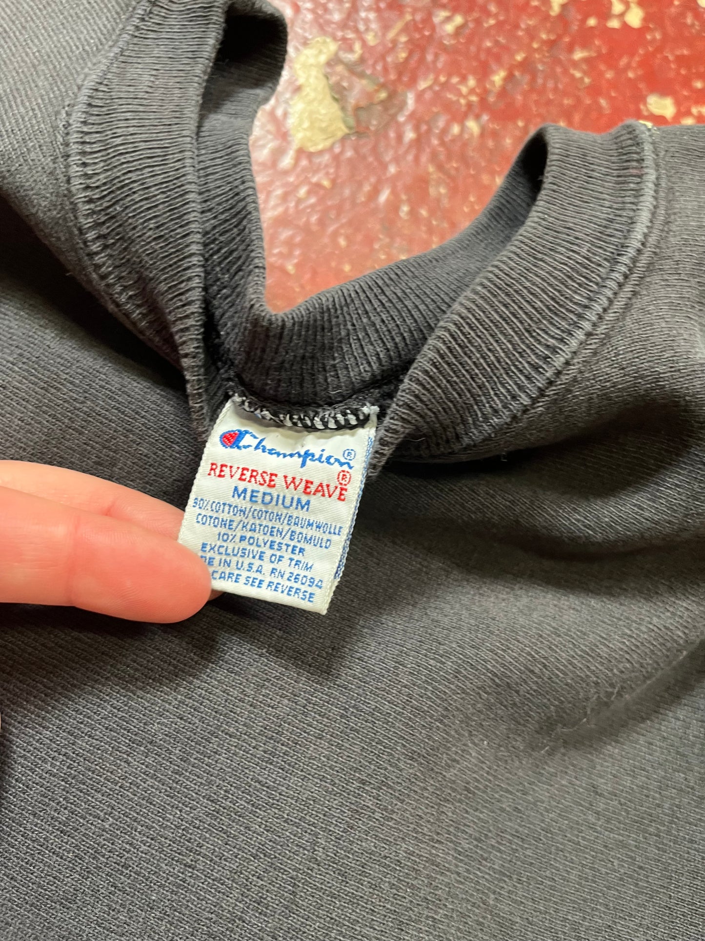 90s Champion Reverse Weave Logo Black Crewneck