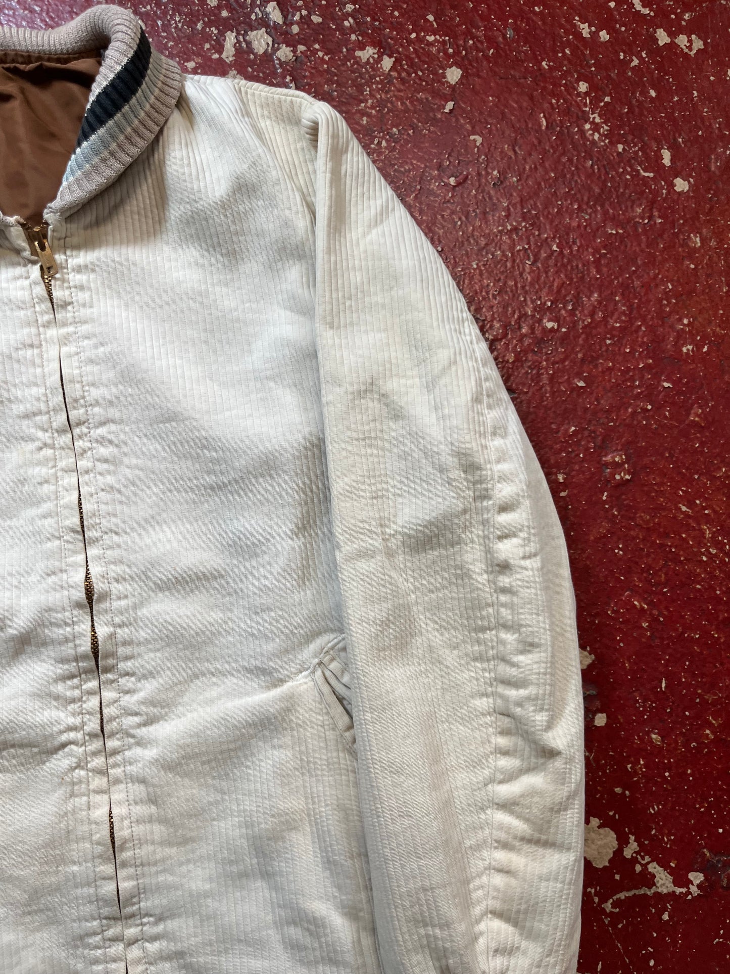 50s White Corduroy Shawl Collar Jacket