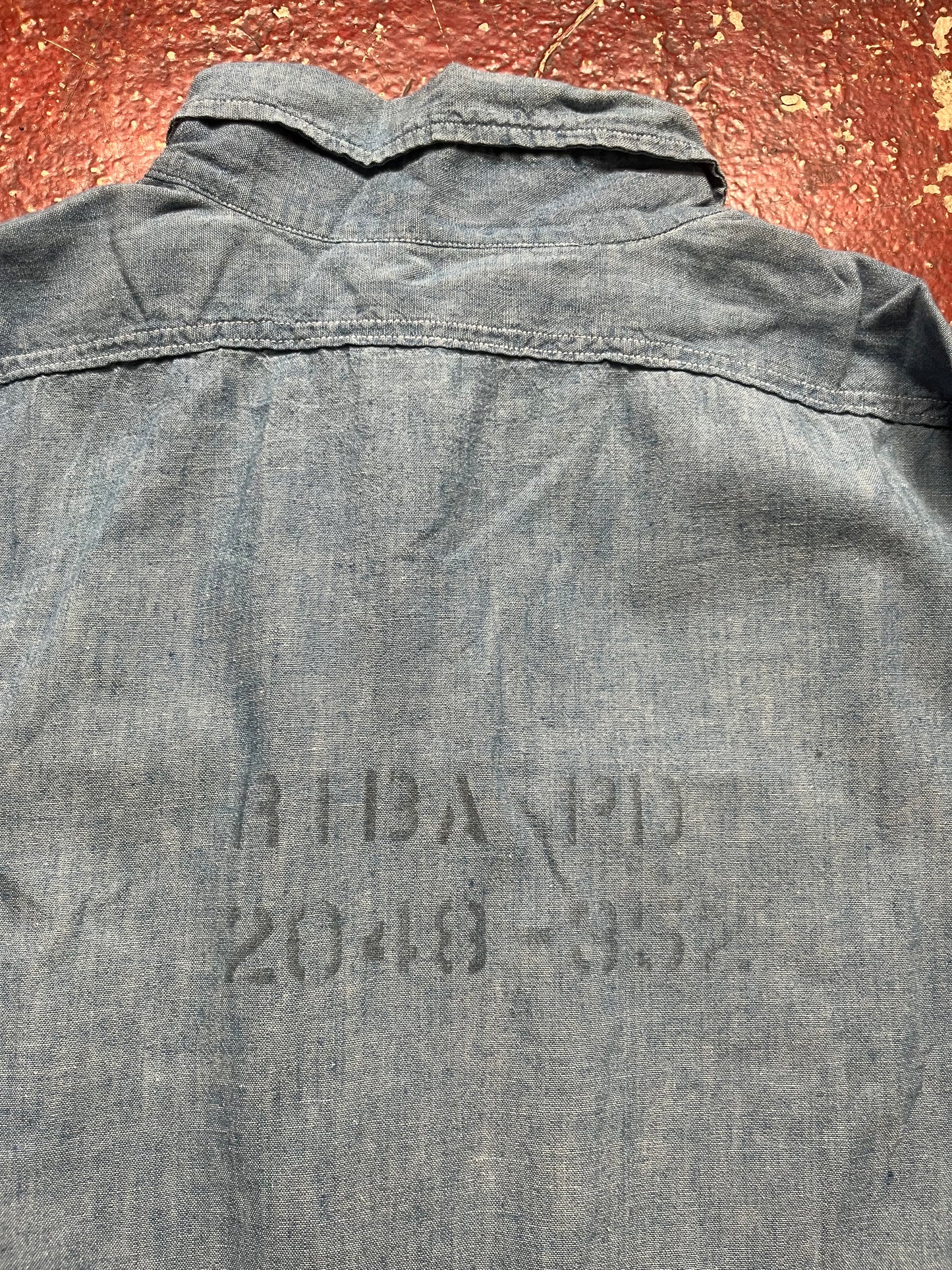 WW2 Stencil Chambray Long Sleeve Shirt