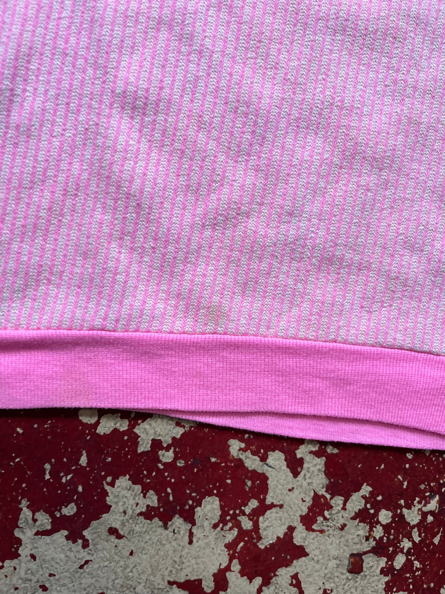 70s Pink Striped Short Sleeve Crewneck