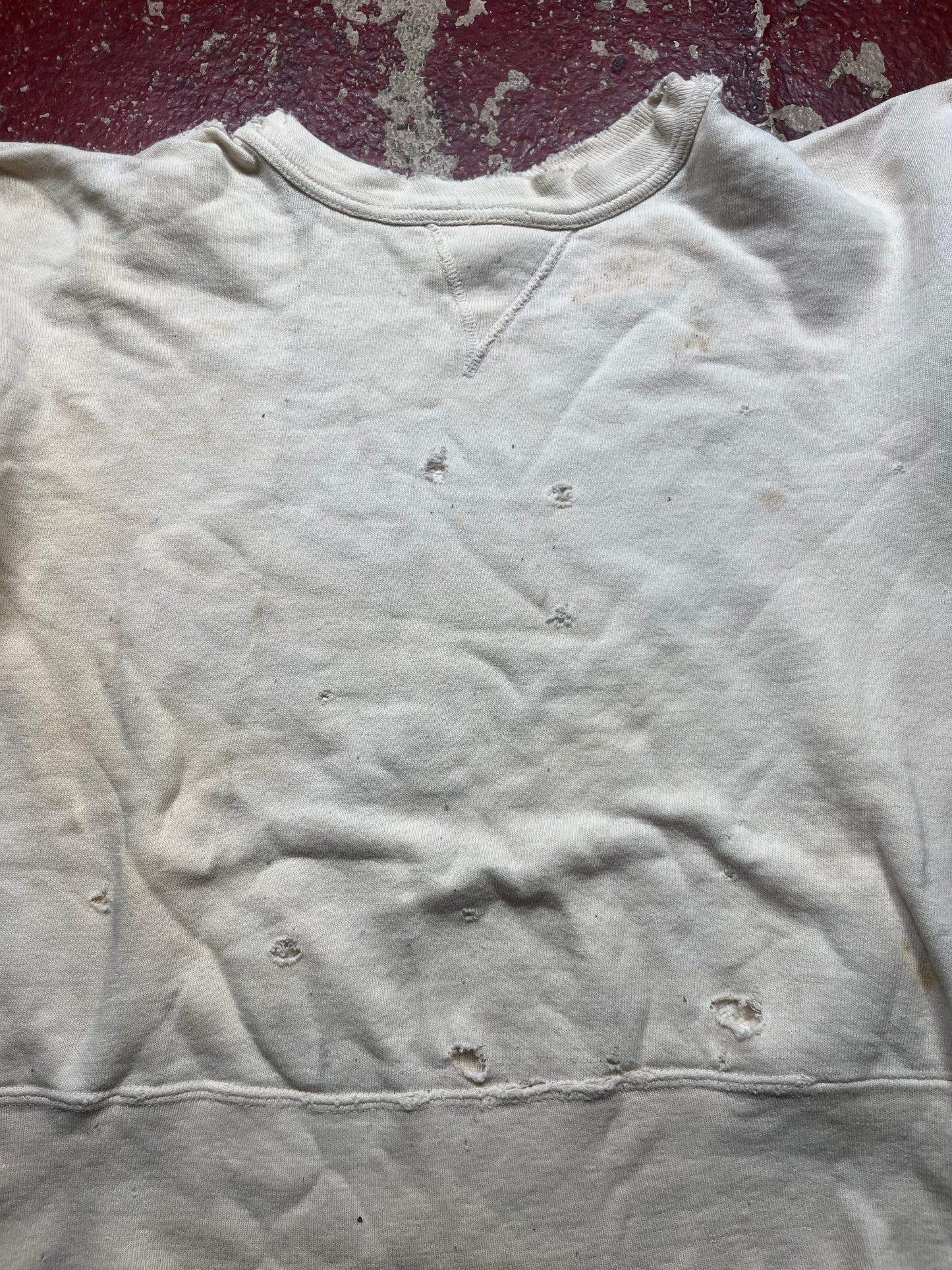 50s/60s Single V White Crewneck