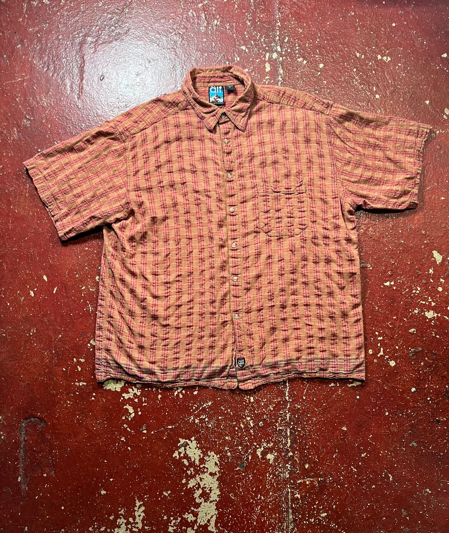 90s Alf Orange & Red Short Sleeve Shirt