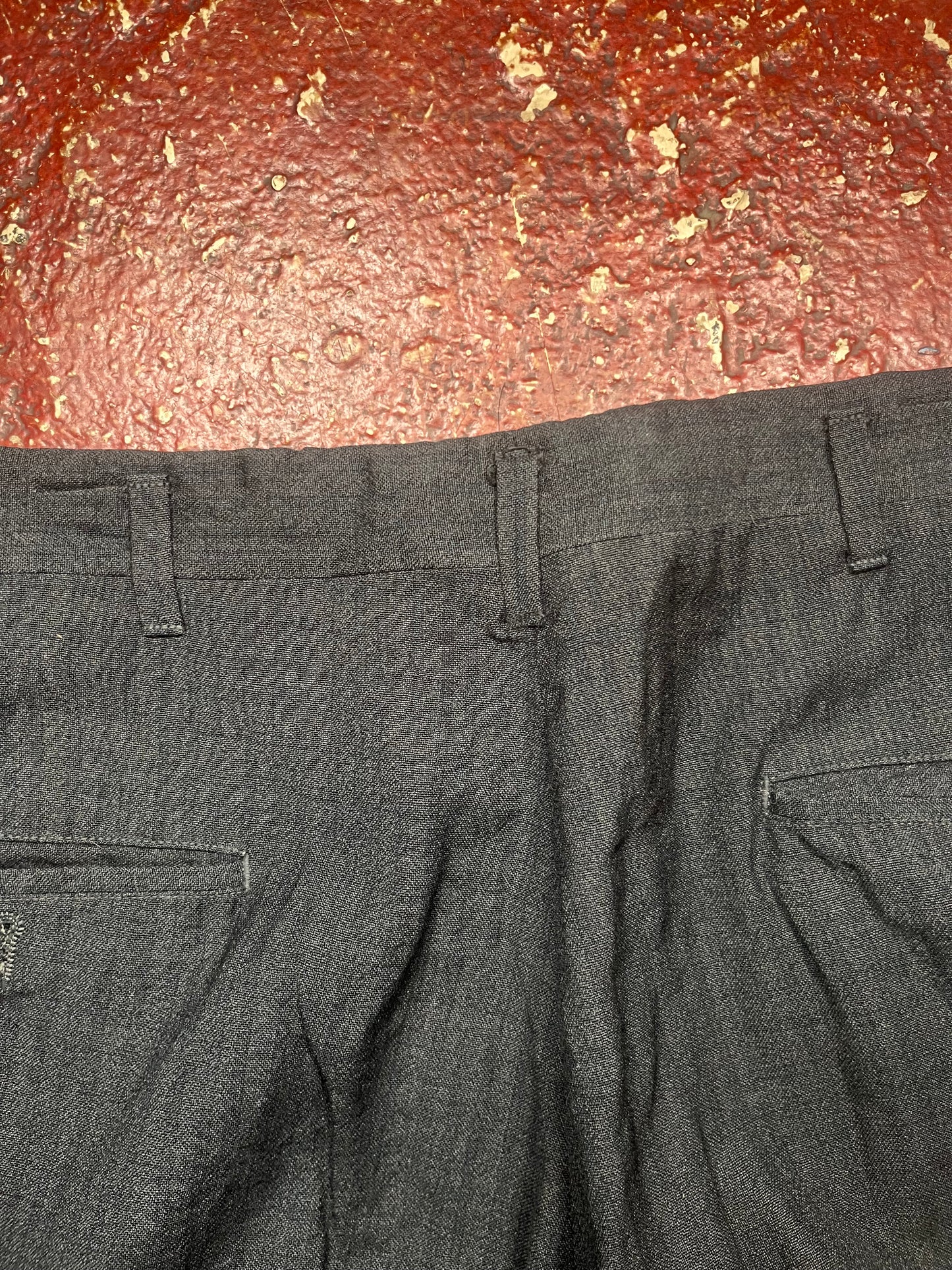 50s Drop Loop Black Wool/Gabardine Pants