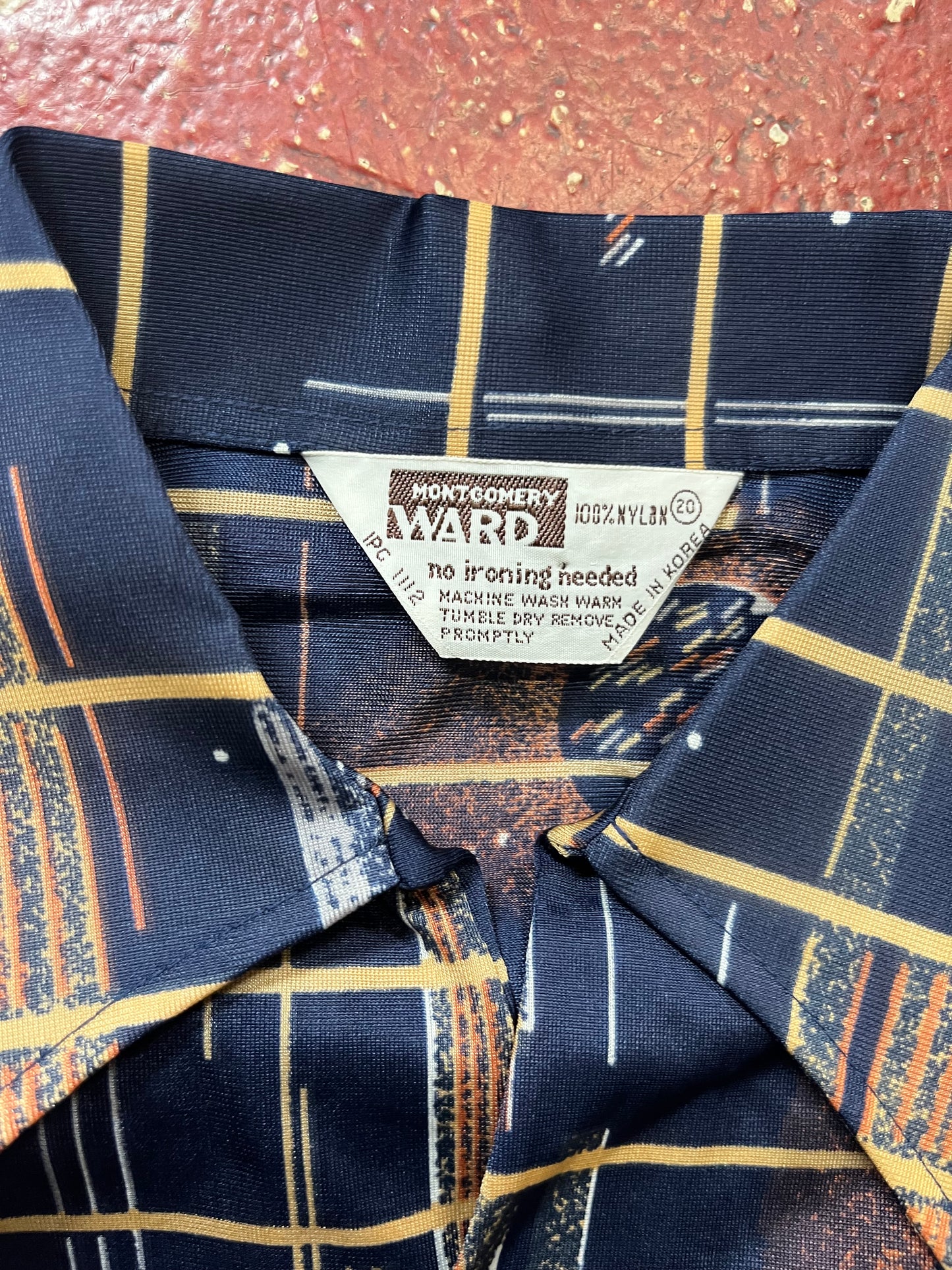 70s Montgomery Ward Blue & Brown Long Sleeve Shirt