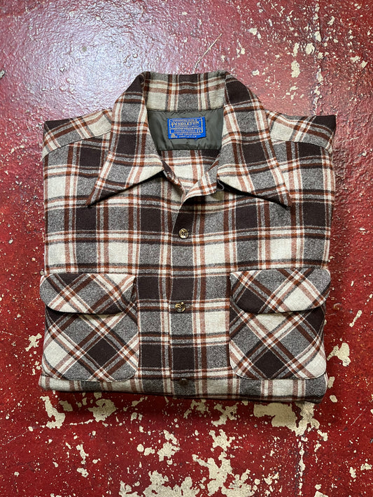 60s Pendleton Brown & White Board Shirt