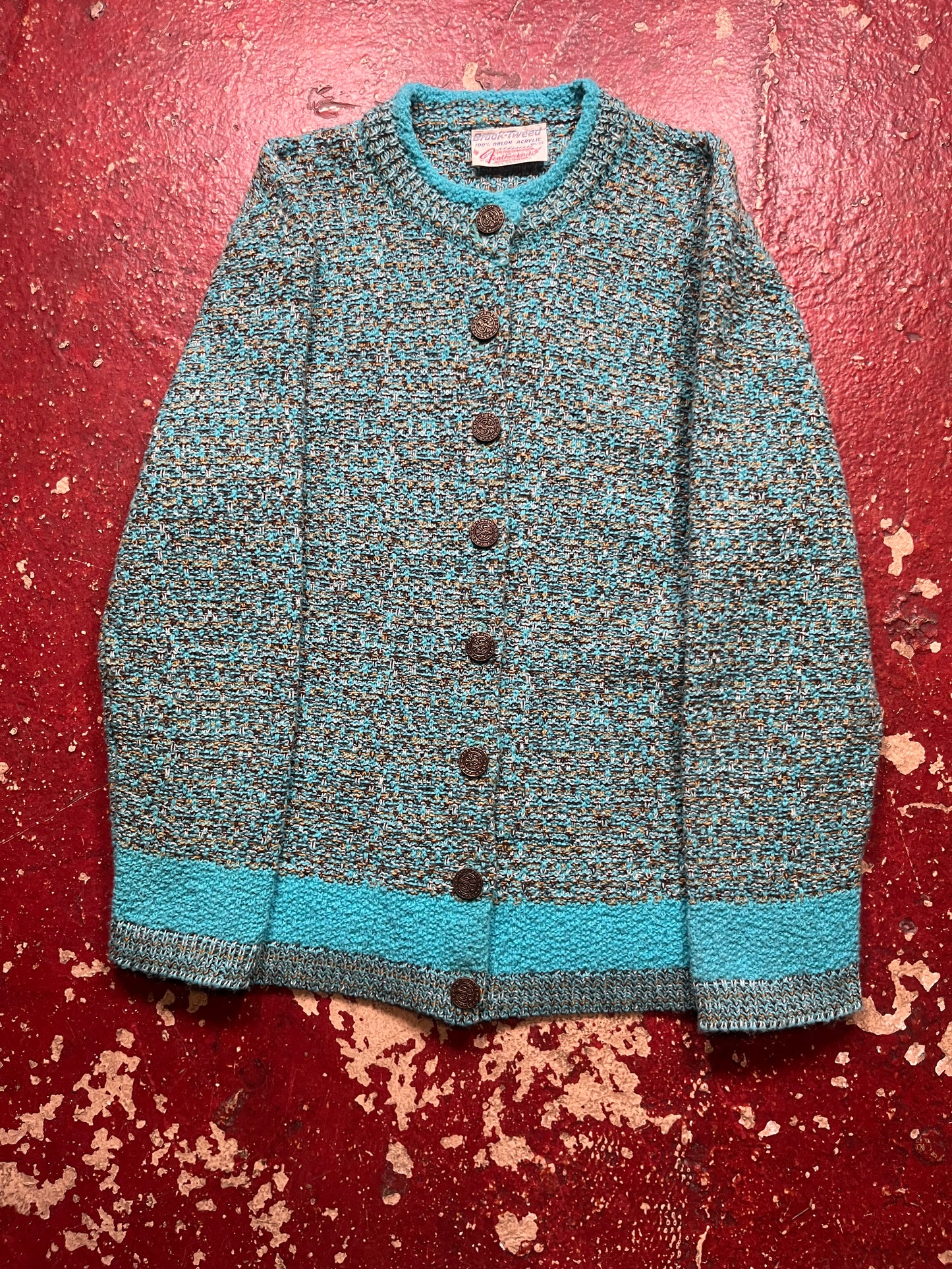 60s/70s Featherknits Acrylic Knit Button Up Sweater