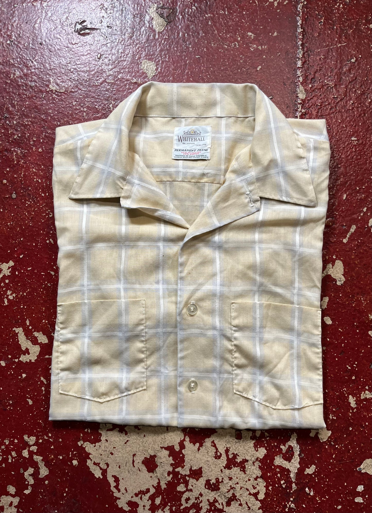 60s/70s Whitehall Yellow & White Short Sleeve Shirt