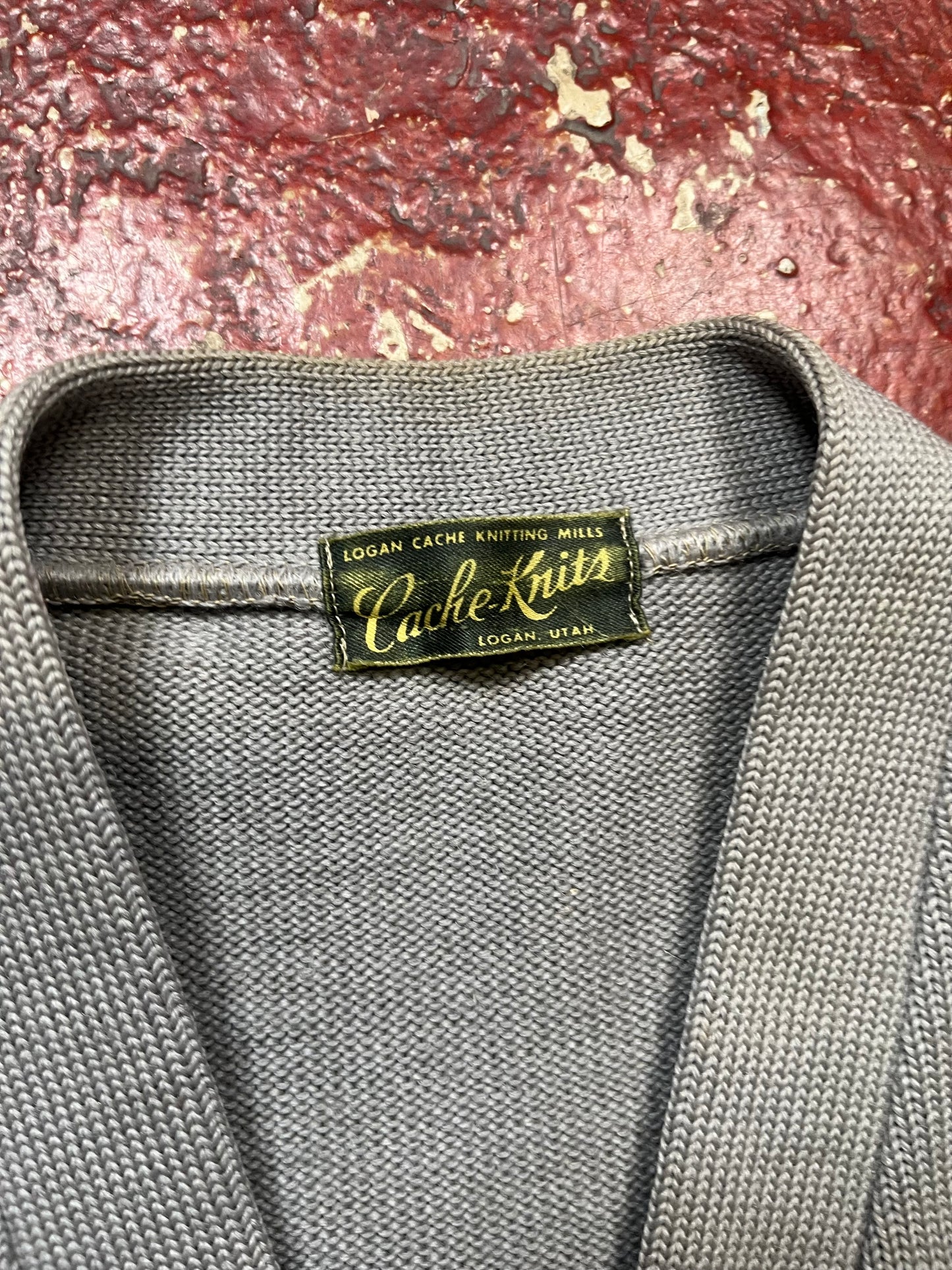 50s/60s Cache Knits Grey Wool Cardigan