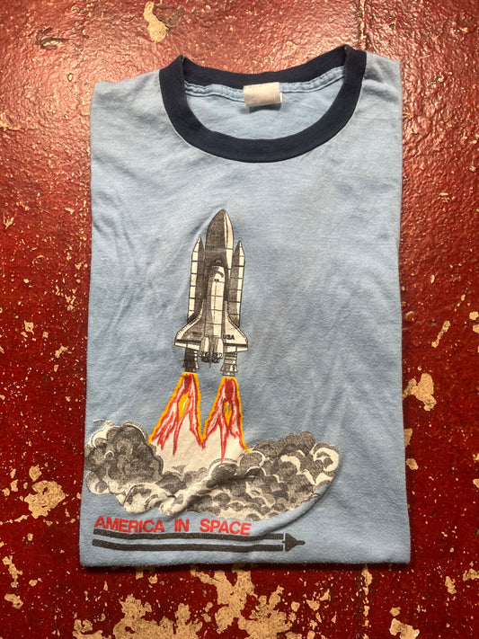 80s America In Space Ringer Tee