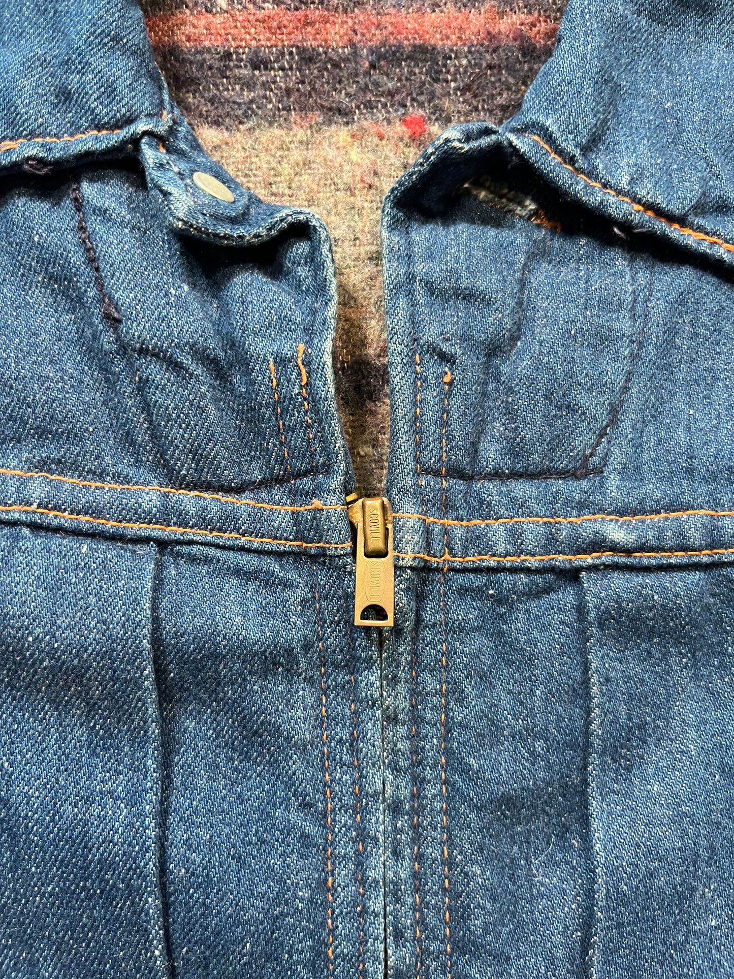 60s Montgomery Ward Two Pocket Pleated Denim Jacket