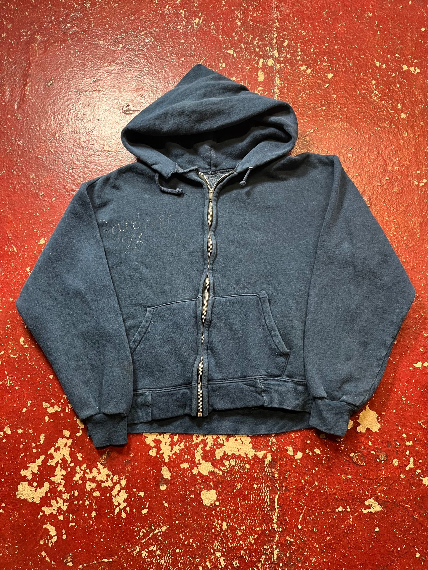 70s Blue Zip Up Hoodie