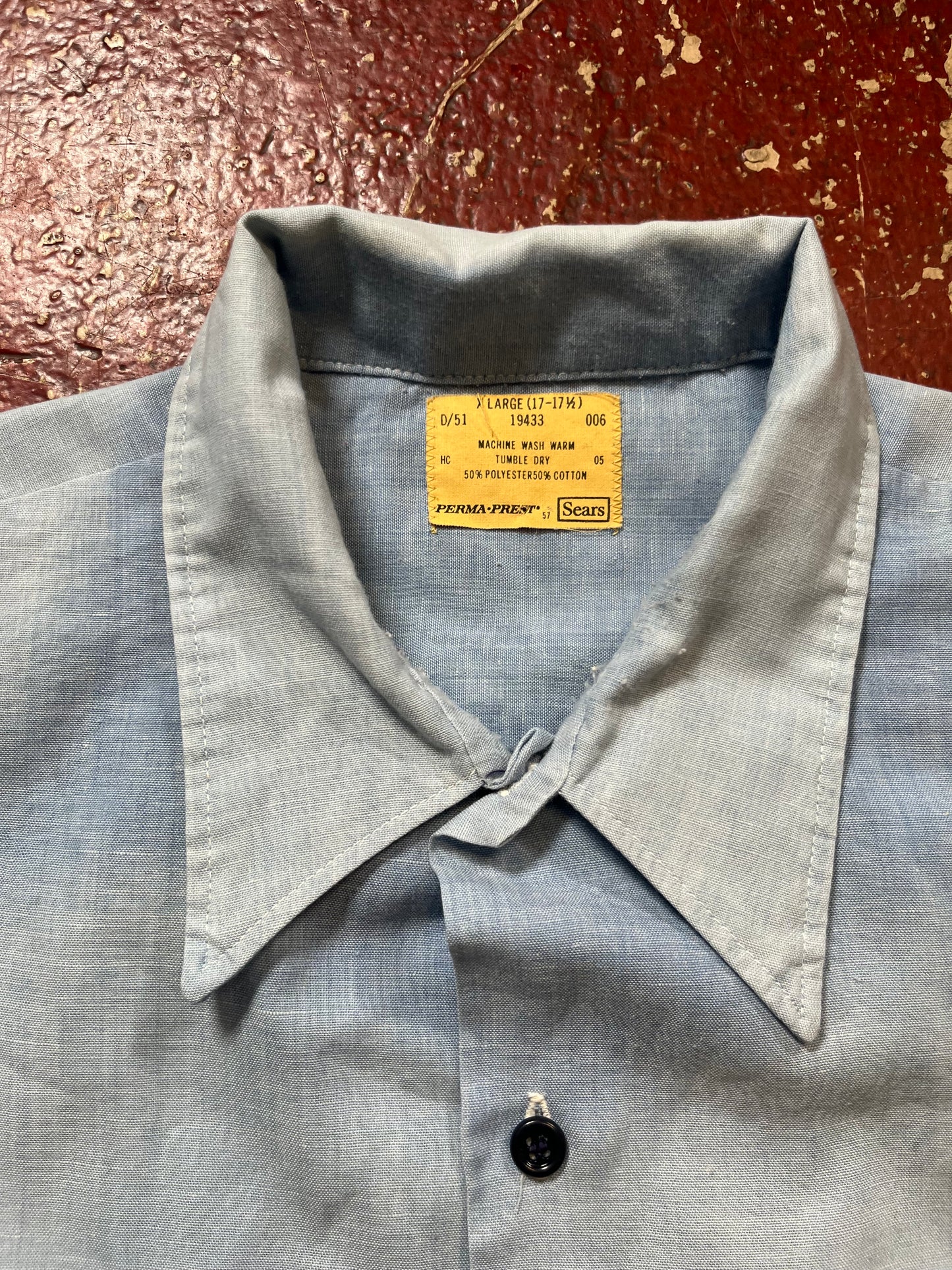 70s Sears Blue Short Sleeve Shirt