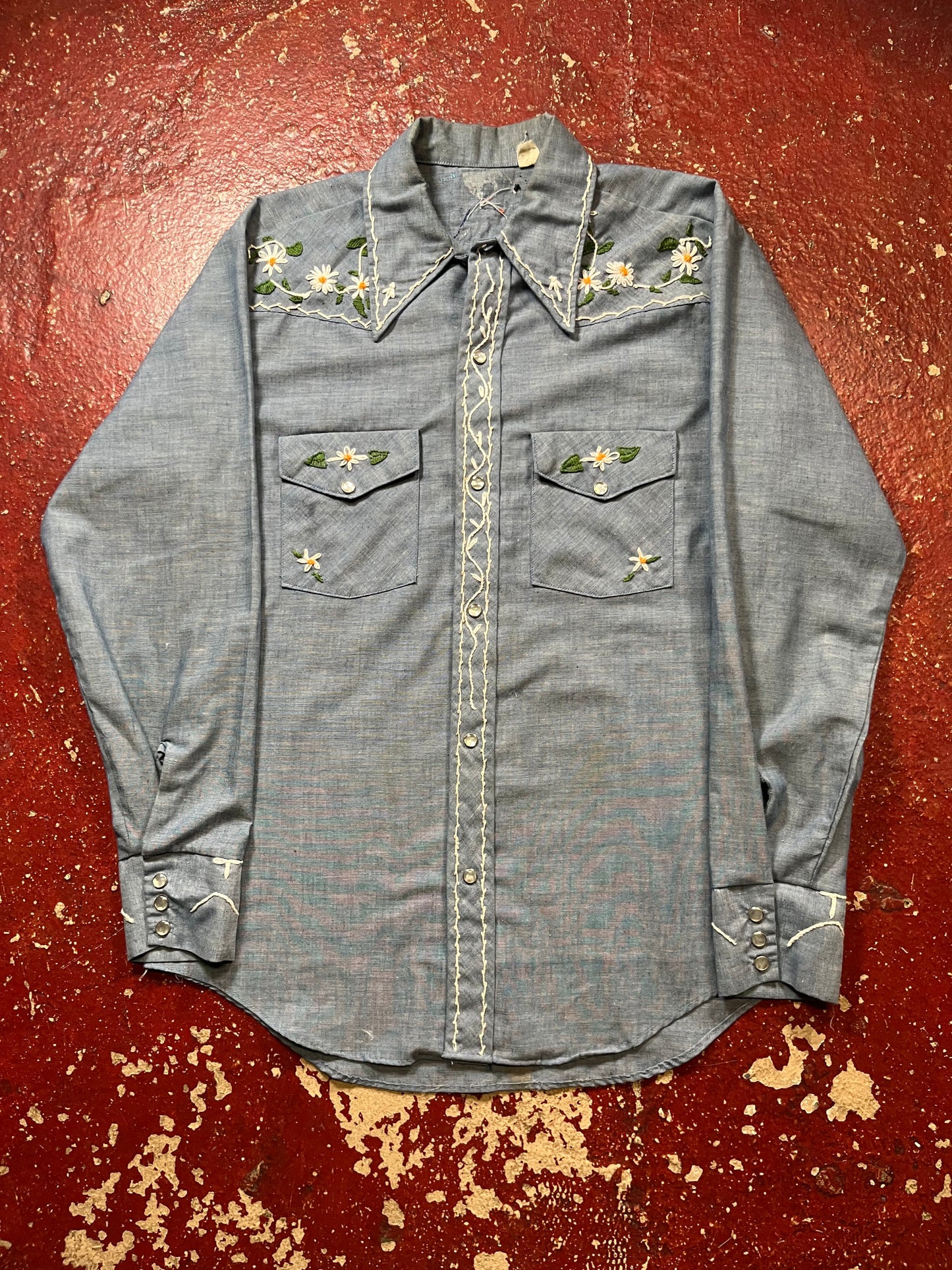 70s Bouquet Chambray Long Sleeve Shirt