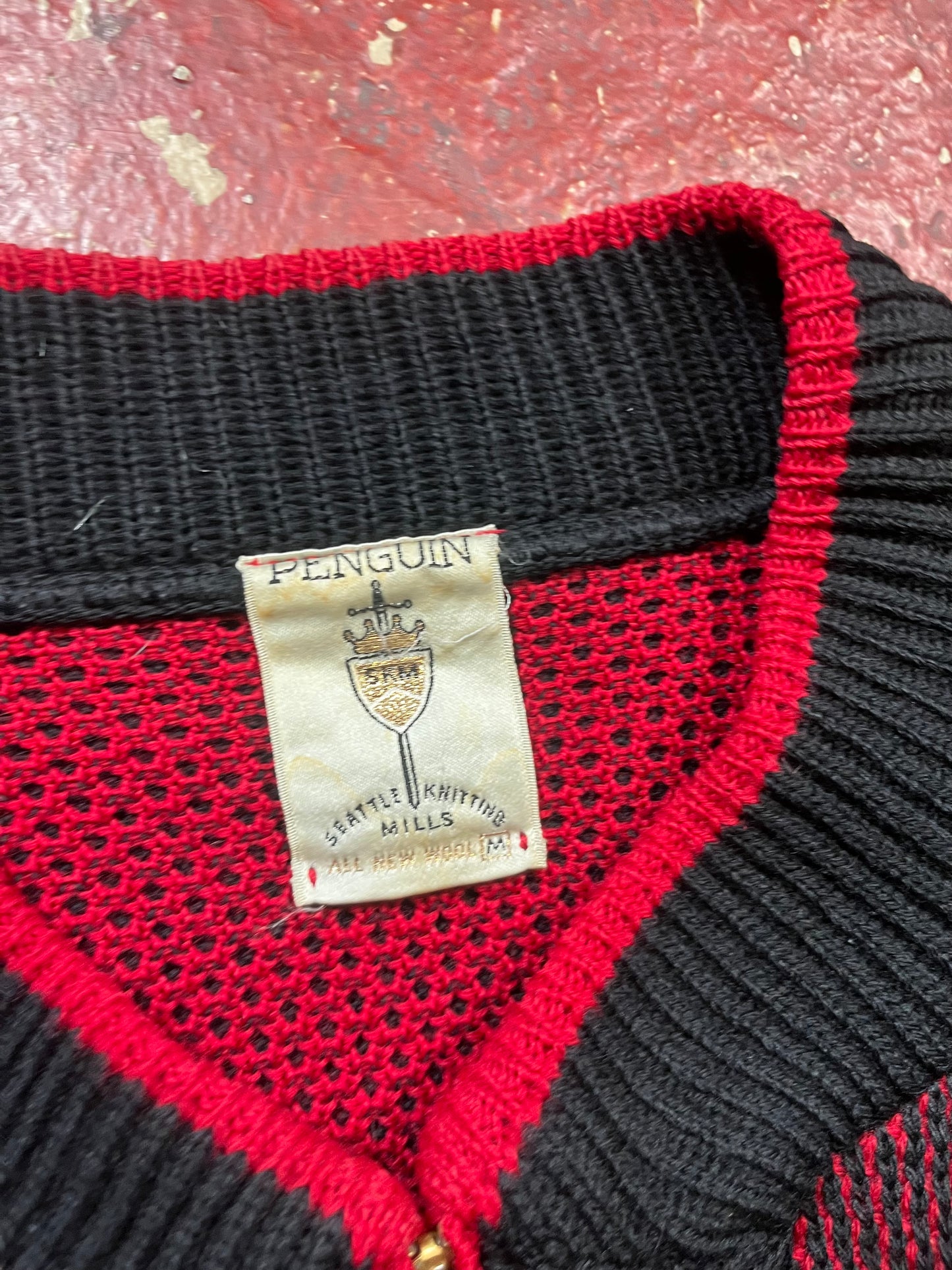 50s Penguin Wool Zip Up Sweater